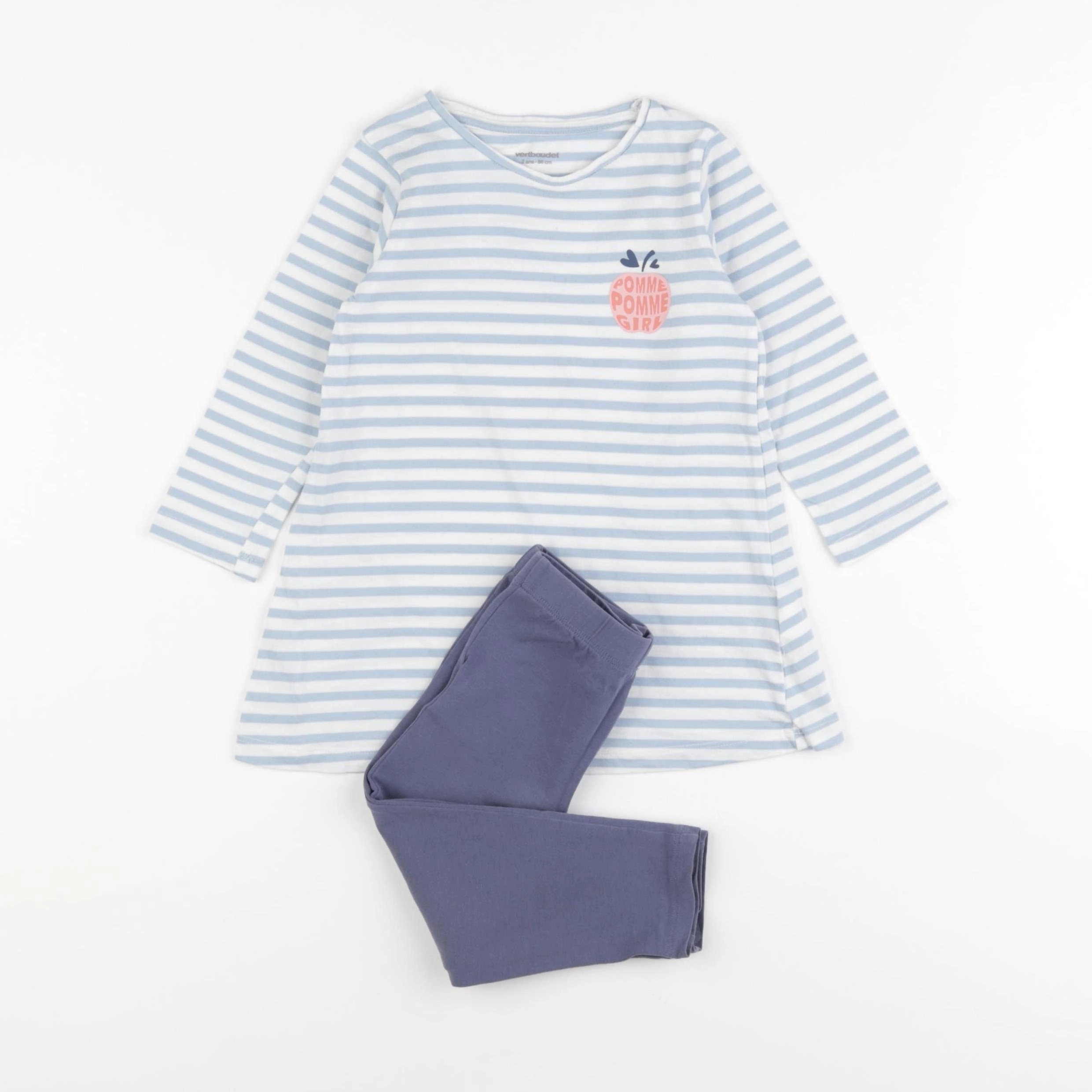 Vertbaudet - pyjama coton bleu - 2 ans