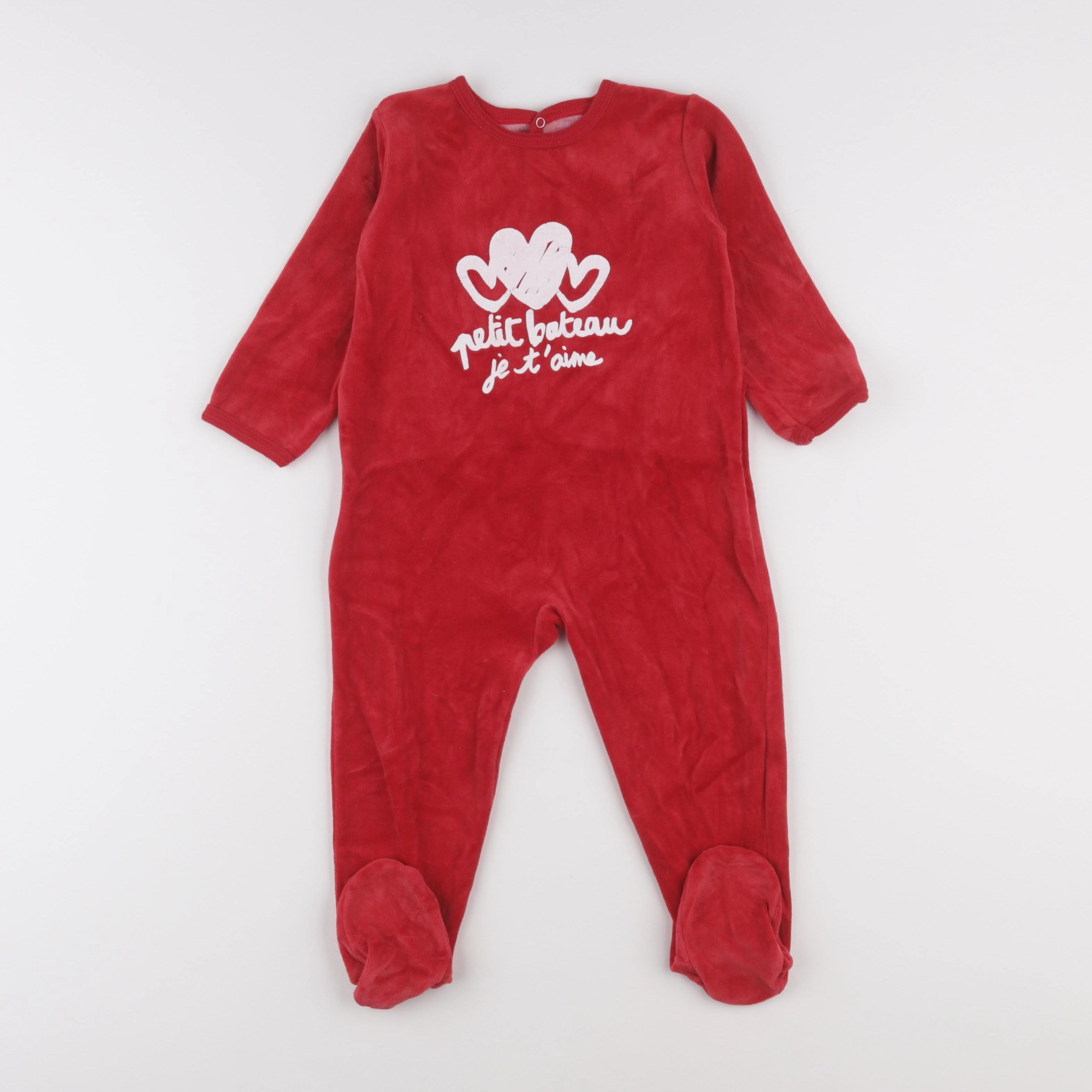 Petit Bateau - pyjama velours rouge - 24 mois