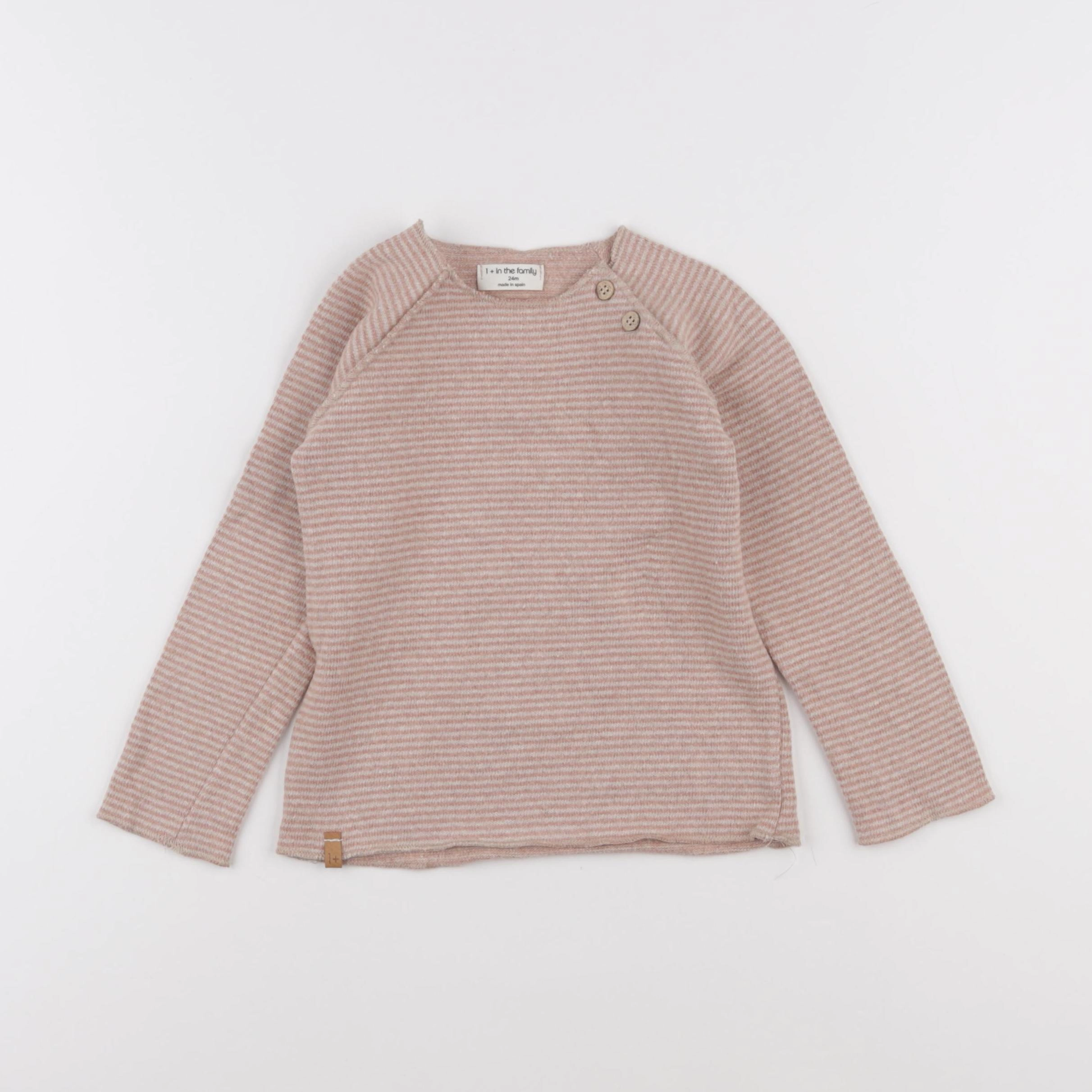 1+ In the family - tee-shirt rose - 24 mois