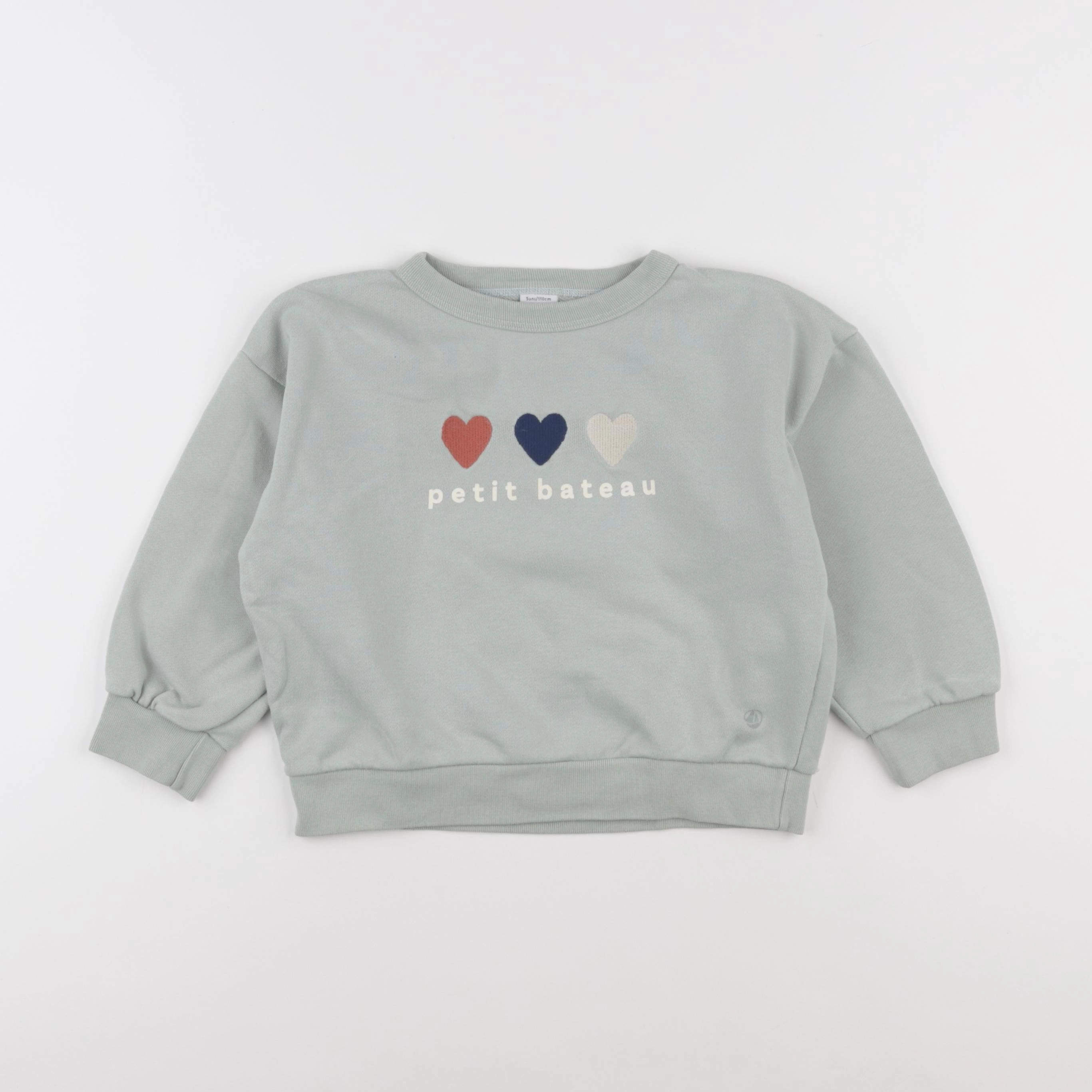 Petit Bateau - sweat vert - 5 ans