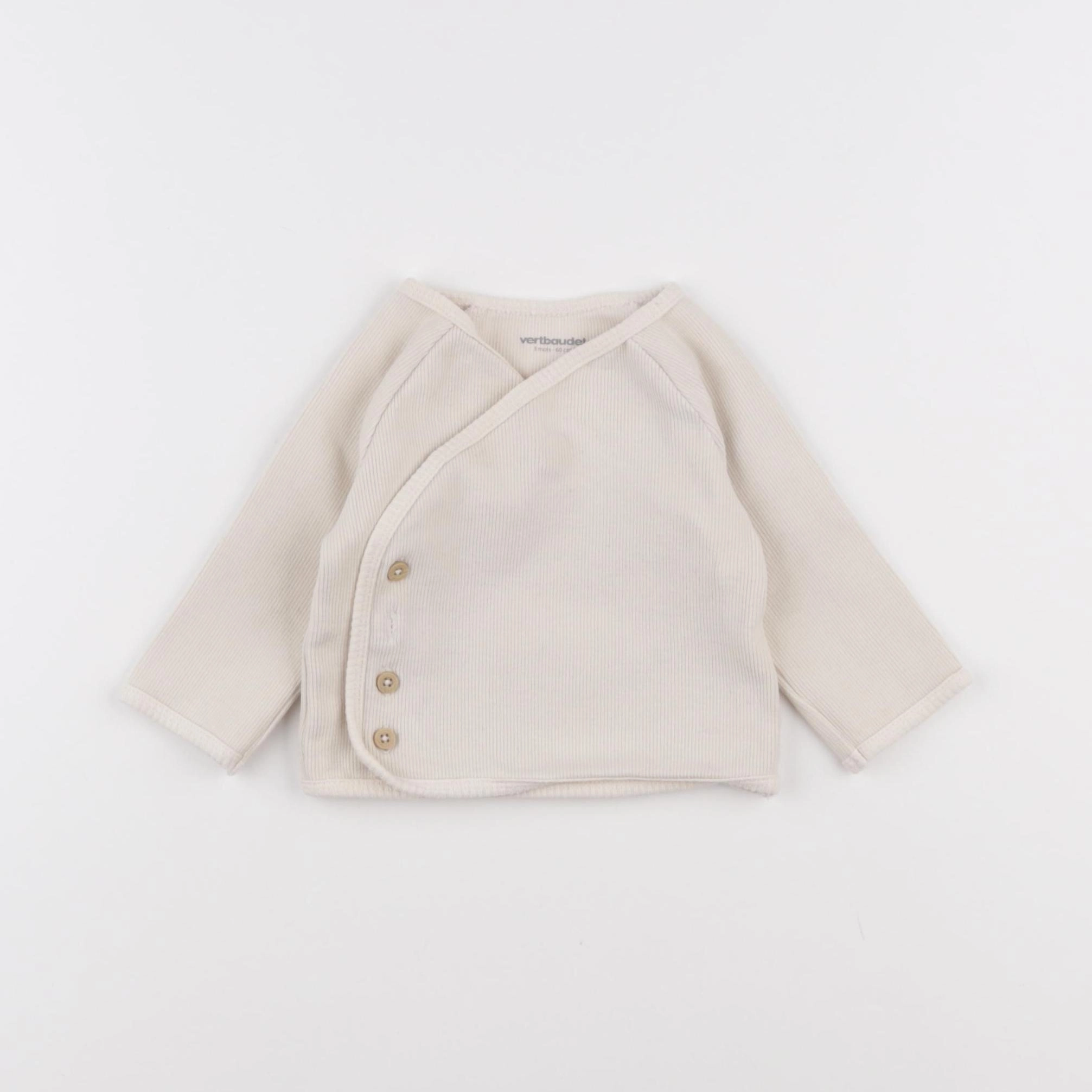 Vertbaudet - pull beige - 3 mois