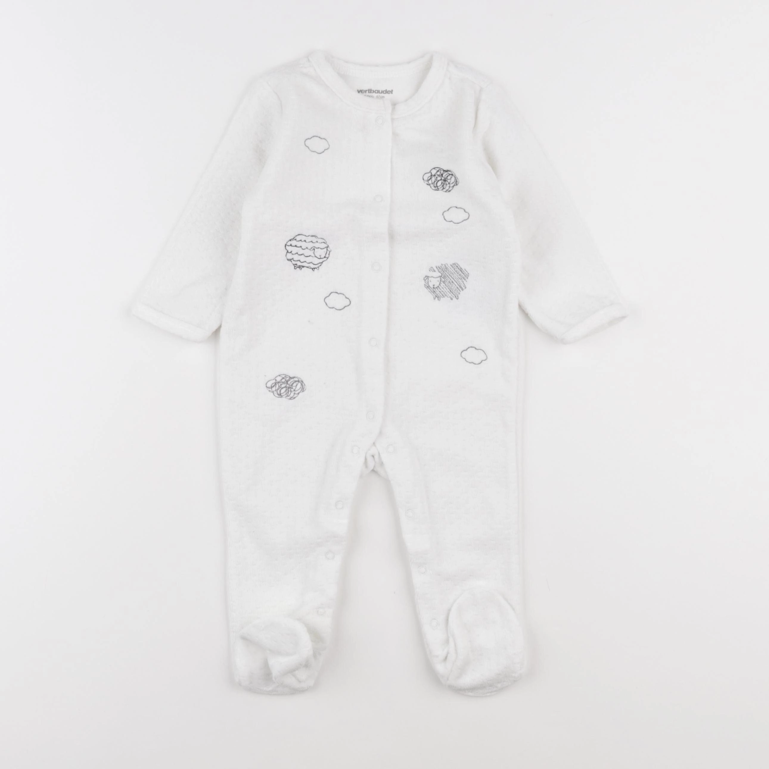Vertbaudet - pyjama velours blanc - 6 mois