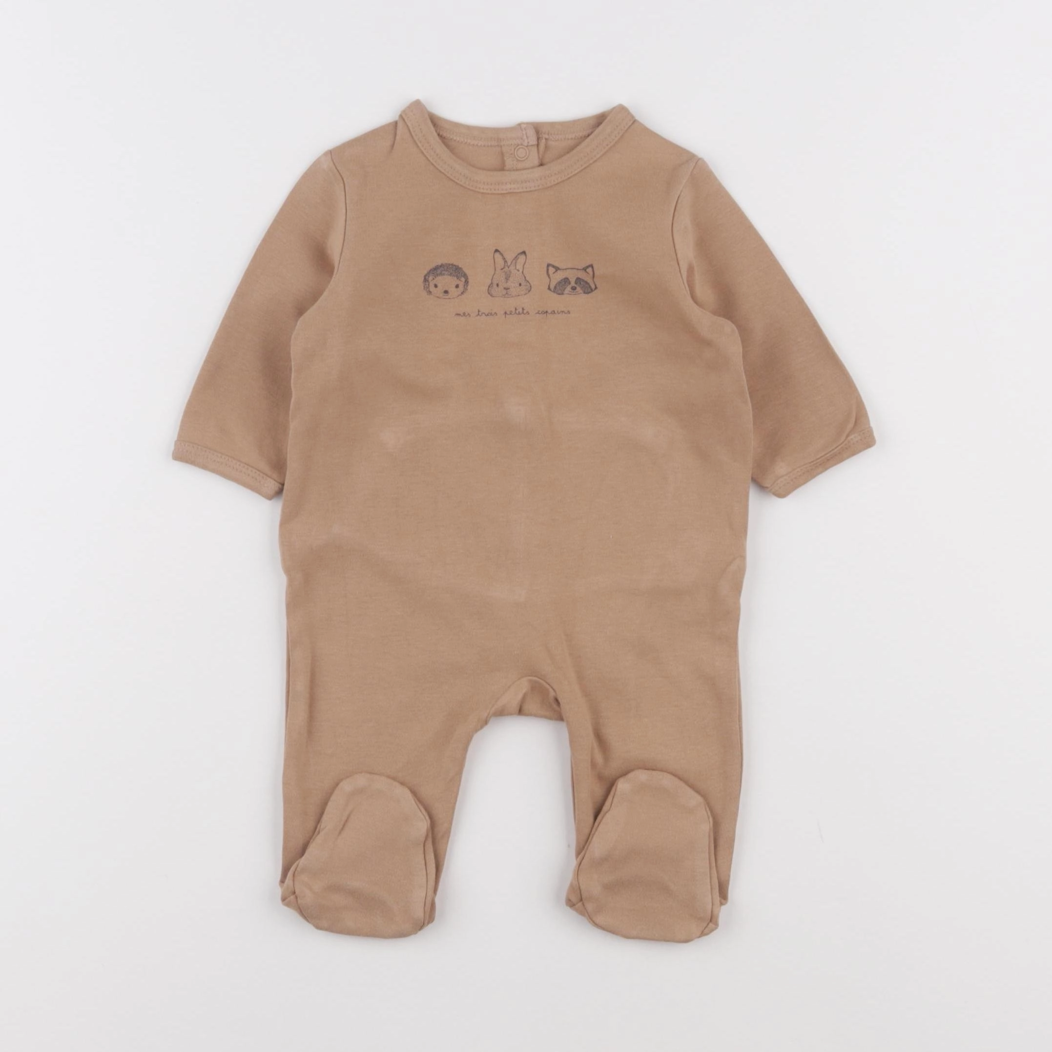 Vertbaudet - pyjama coton marron - 3 mois