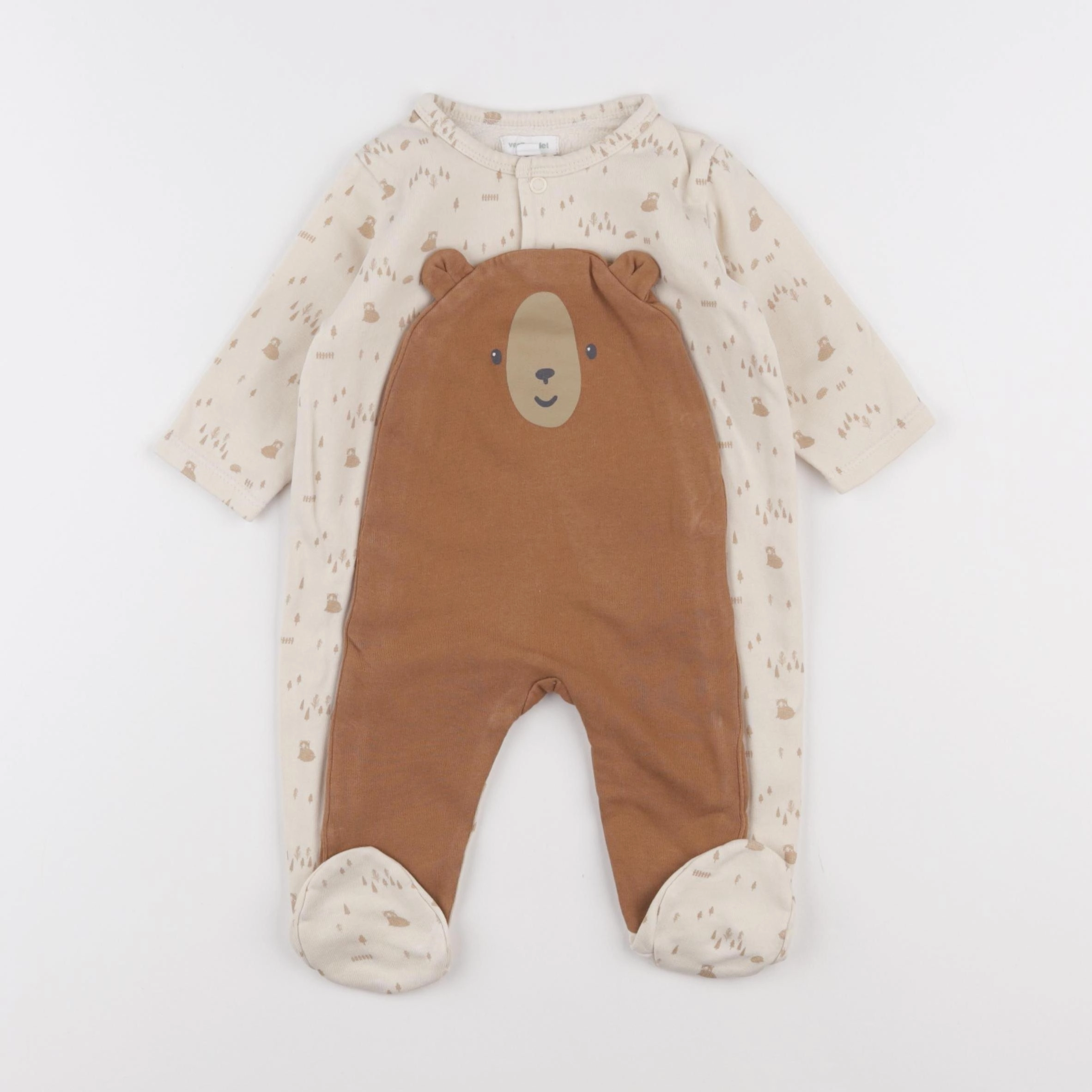 Vertbaudet - pyjama coton beige - 6 mois