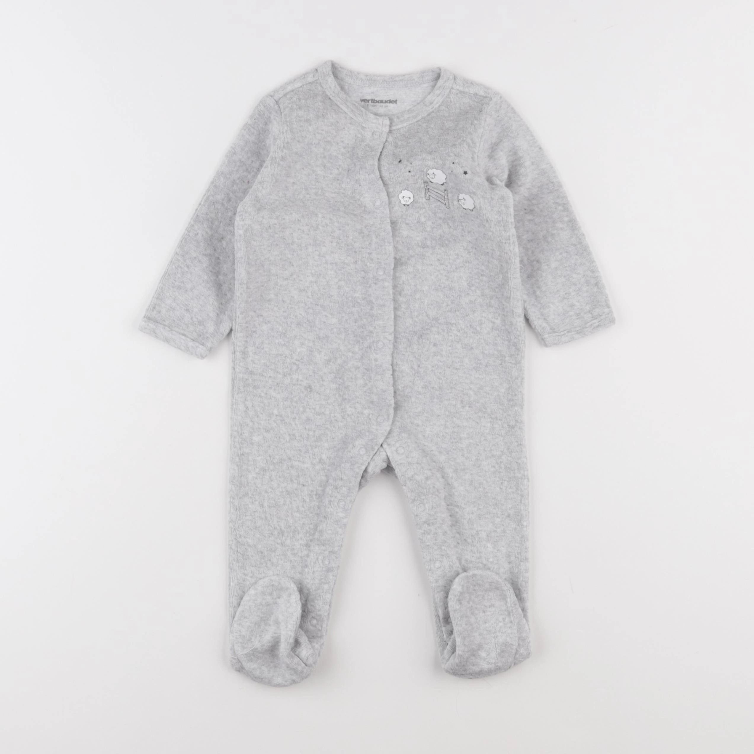 Vertbaudet - pyjama velours gris - 6 mois