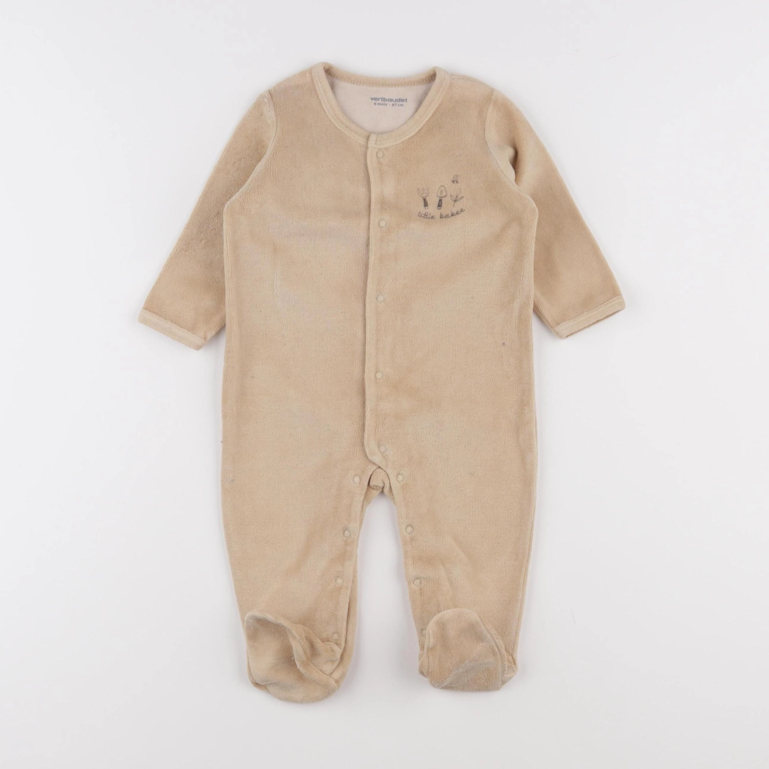Vertbaudet - pyjama velours marron - 6 mois