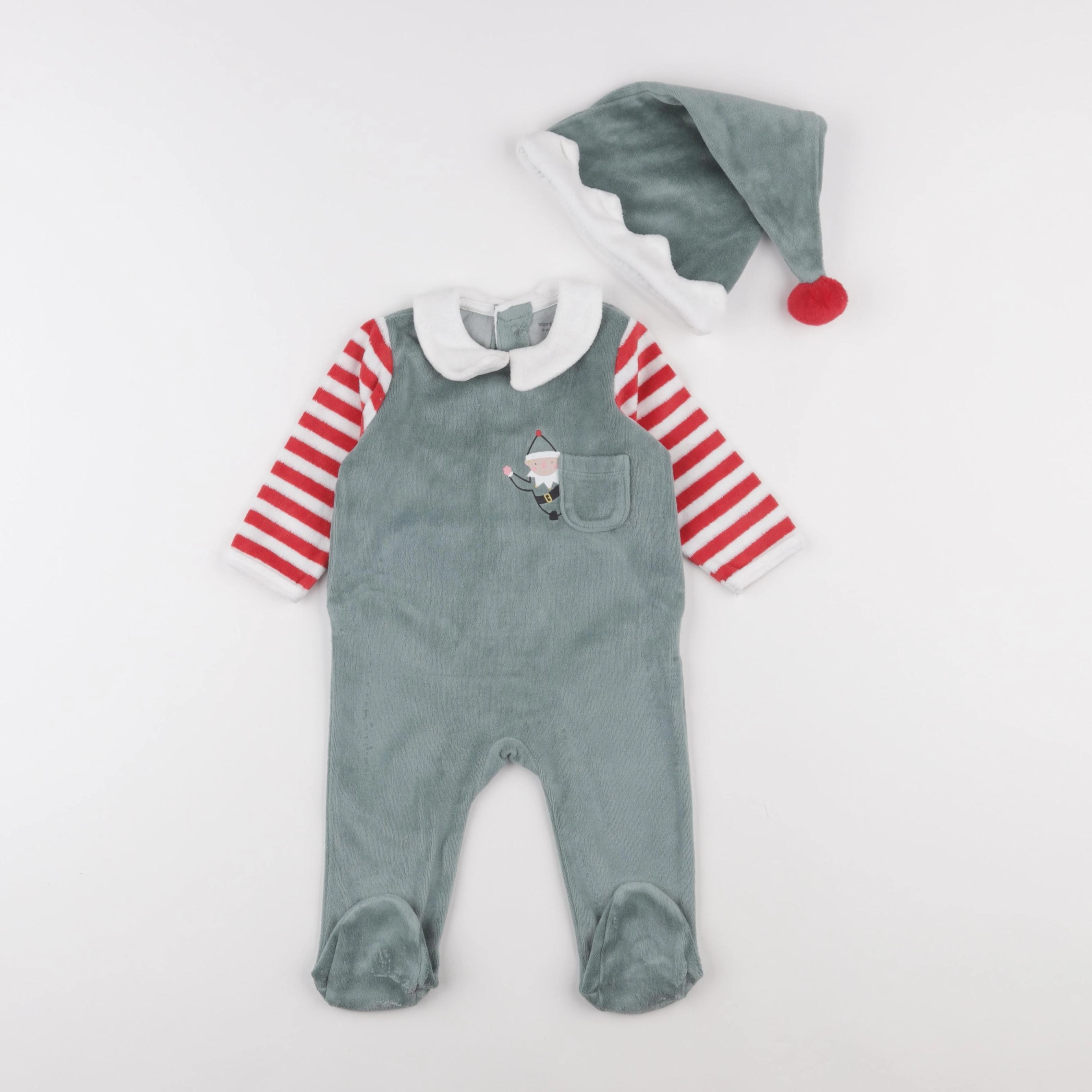 Vertbaudet - pyjama velours vert - 6 mois