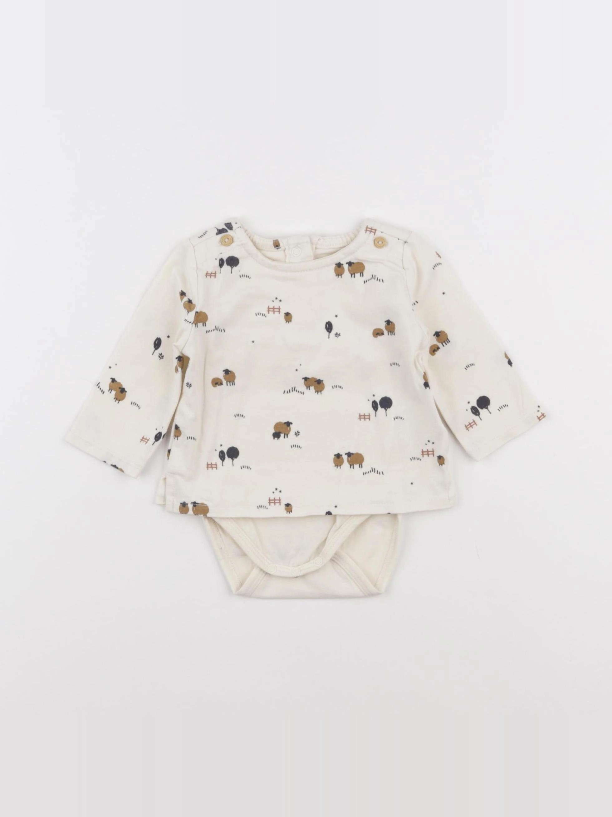 Vertbaudet - body tee-shirt beige - 1 mois