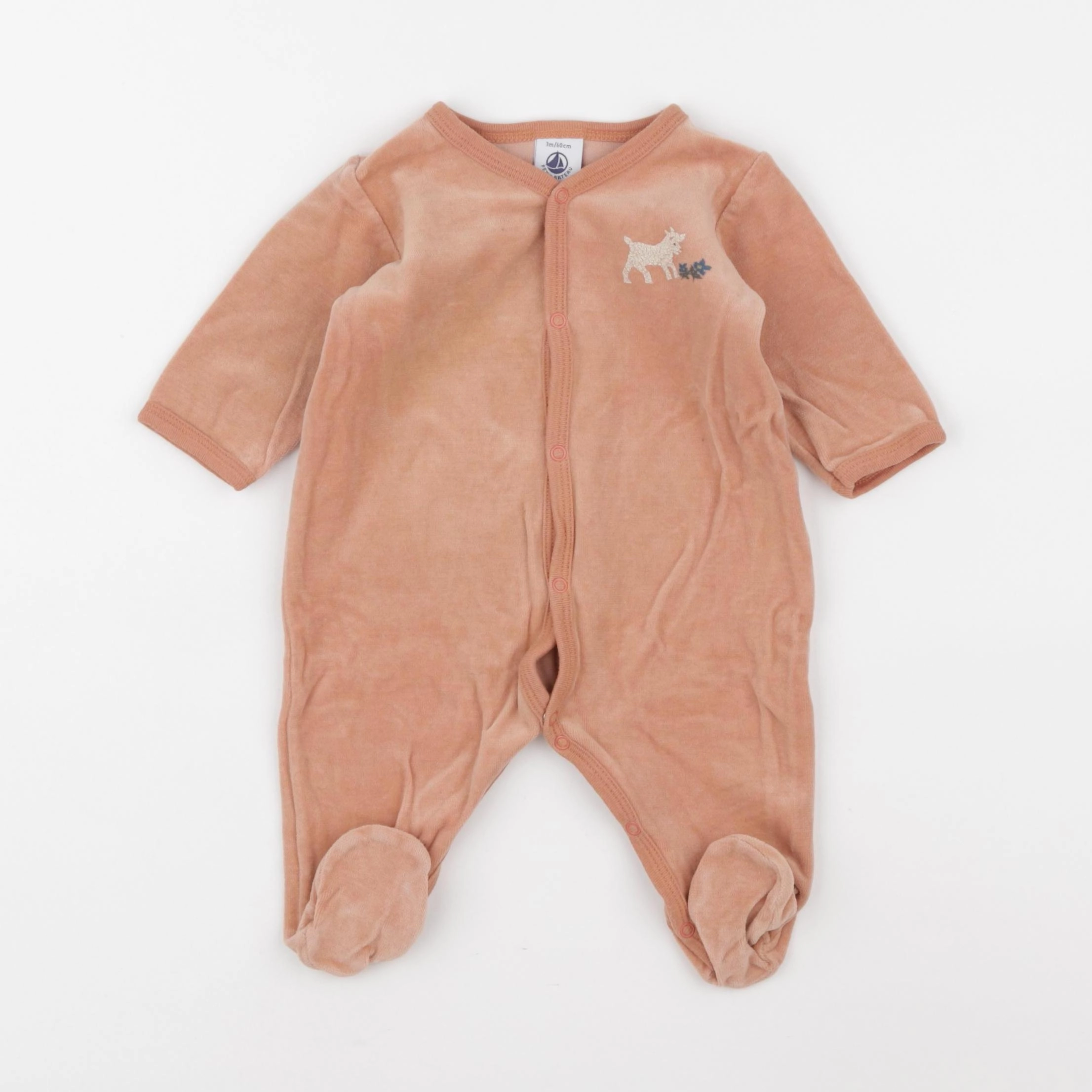 Petit Bateau - pyjama velours marron - 3 mois