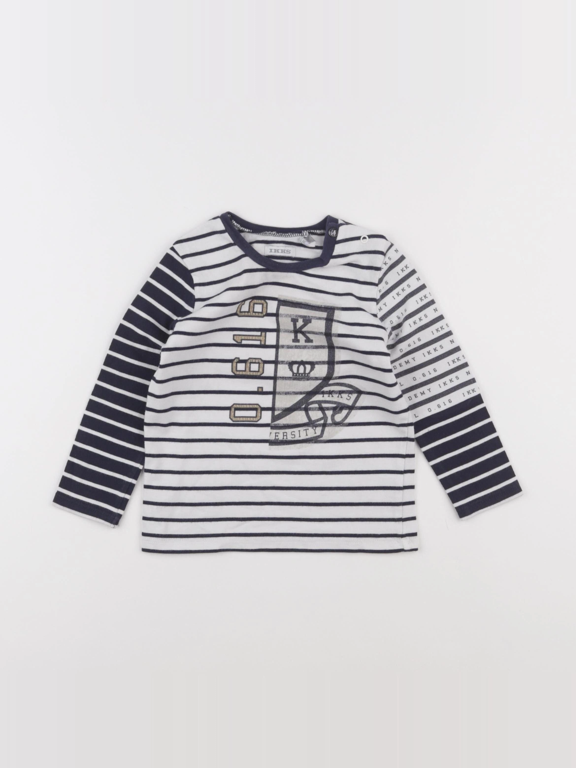 IKKS - tee-shirt blanc, bleu - 2 ans