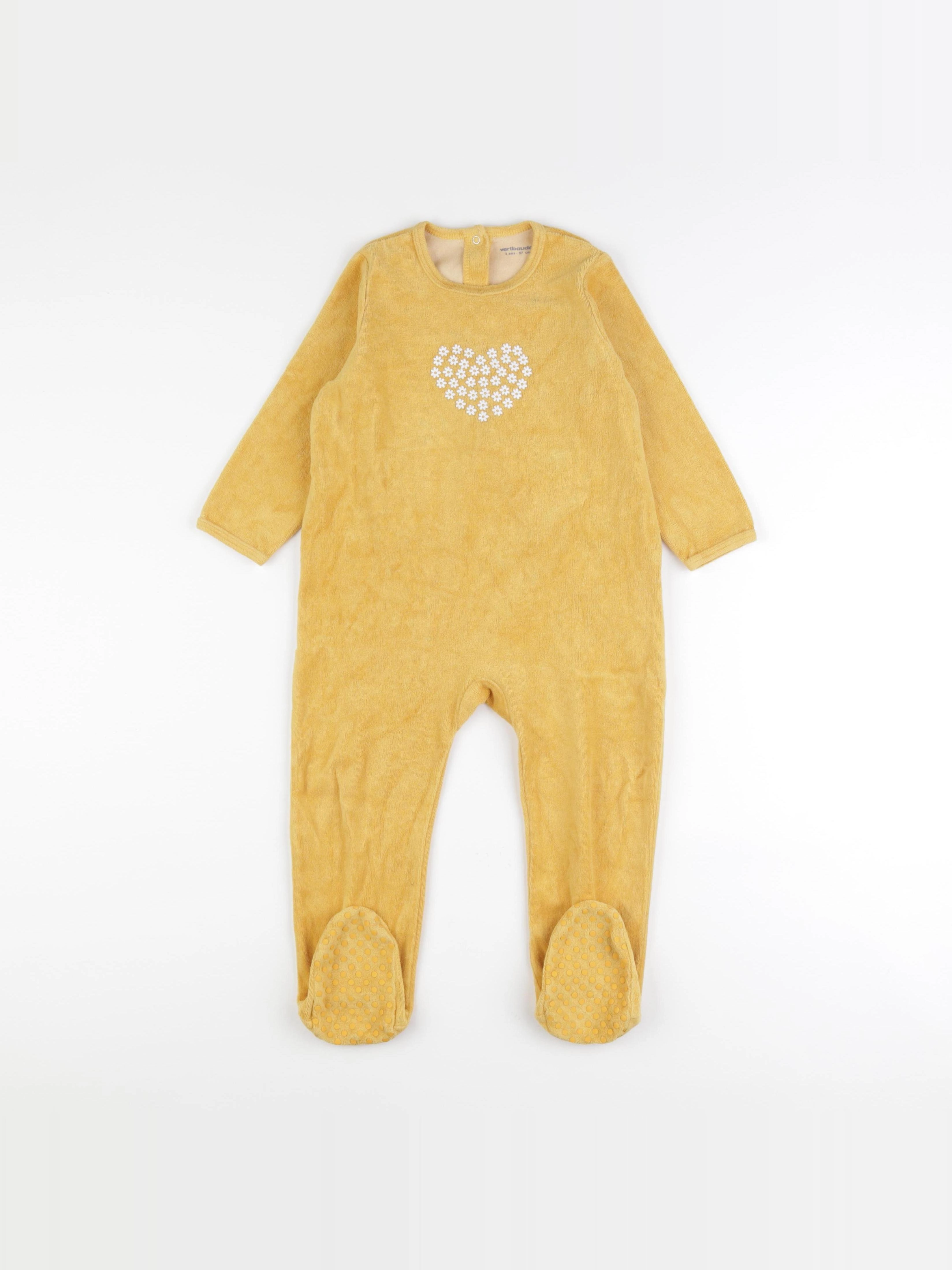 Vertbaudet - pyjama velours jaune - 3 ans