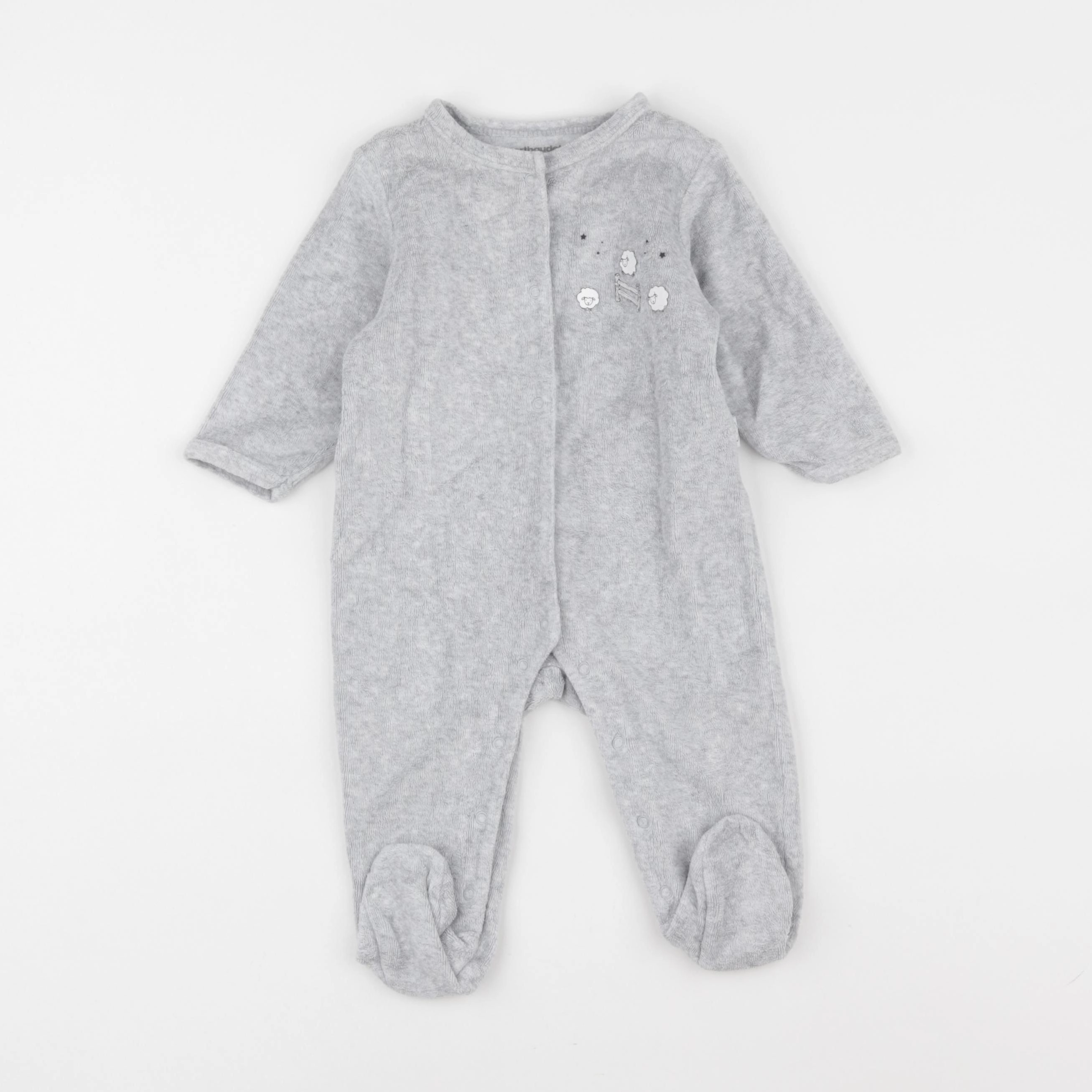 Vertbaudet - pyjama velours gris - 6 mois