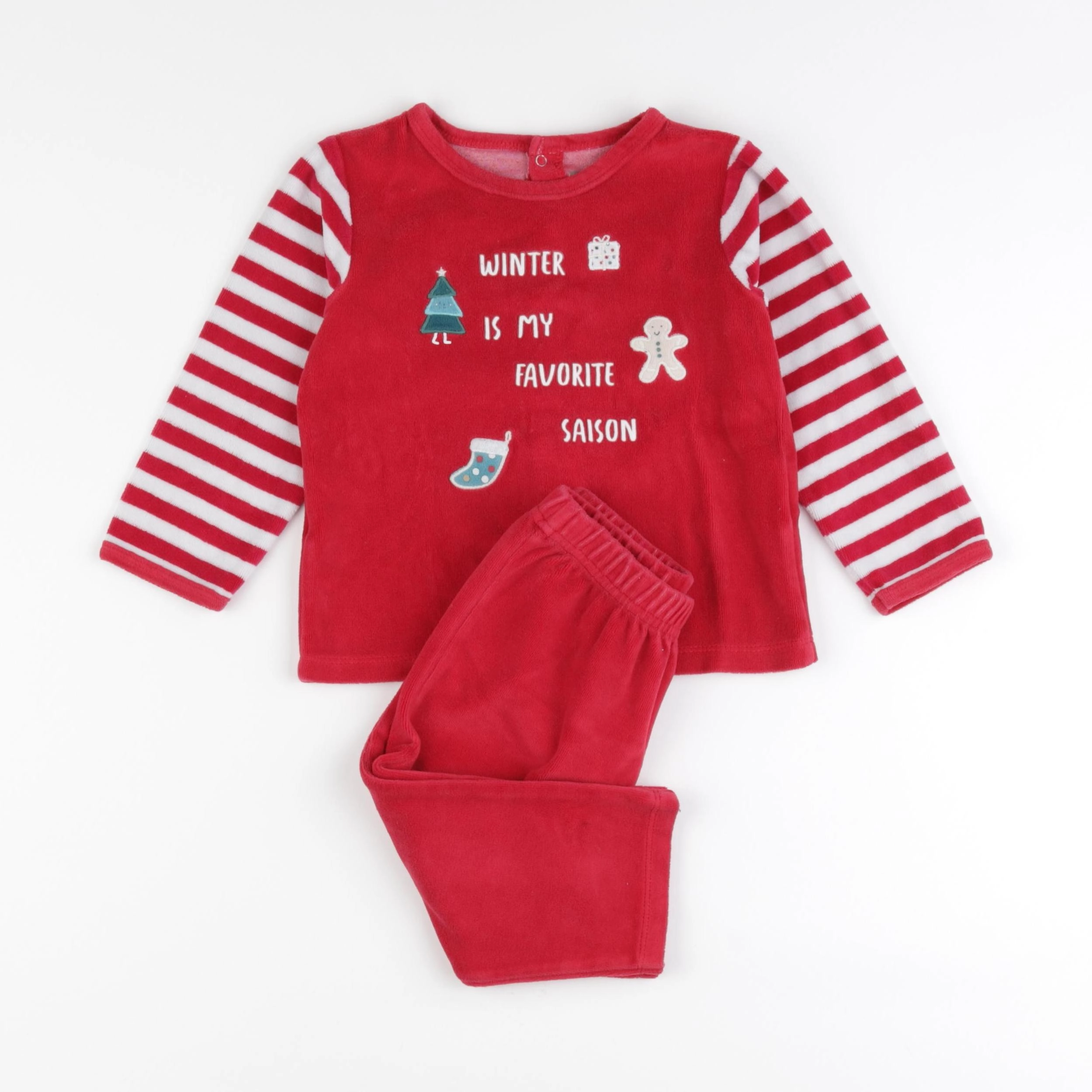 Vertbaudet - pyjama velours rouge - 2 ans