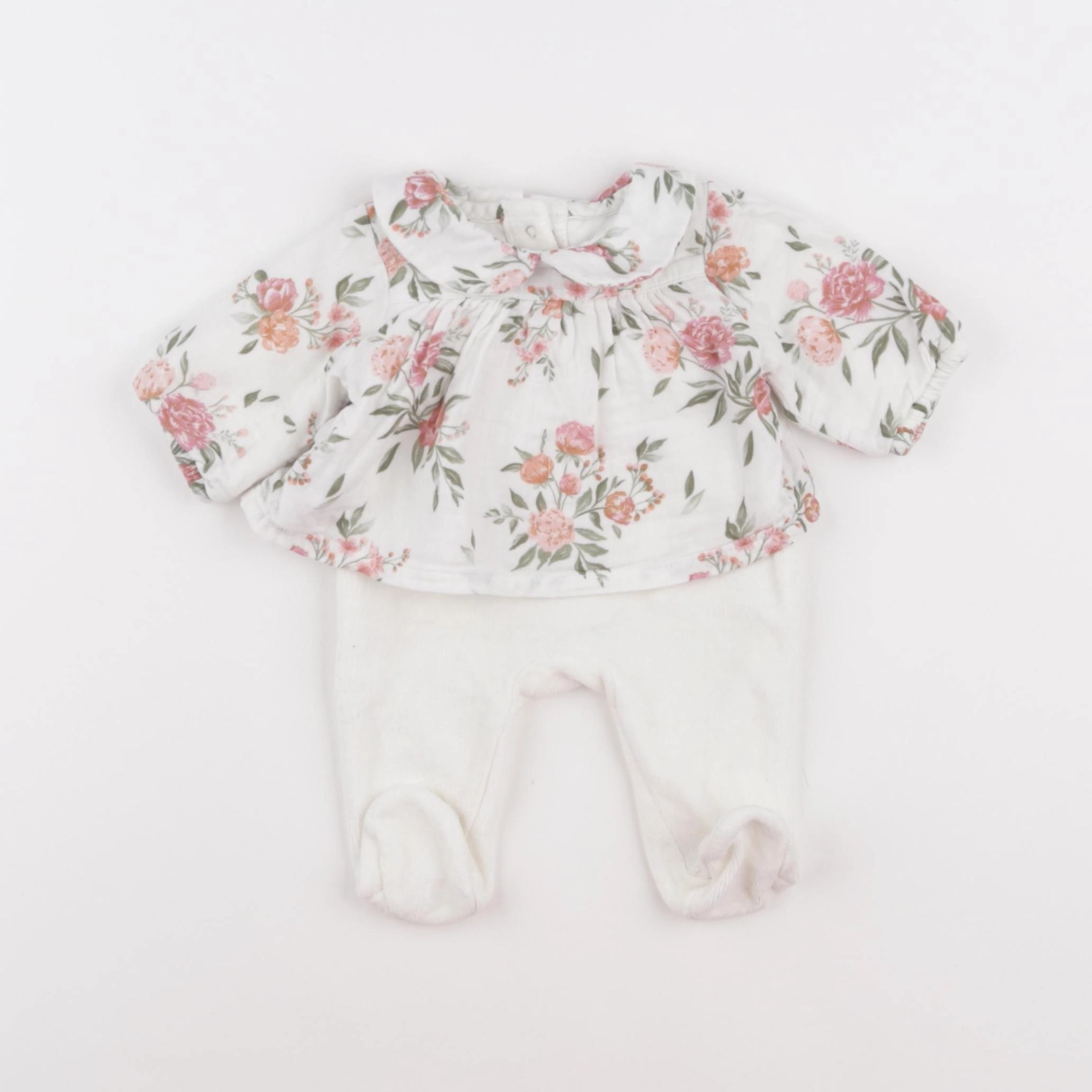 Vertbaudet - pyjama velours blanc - 0 mois