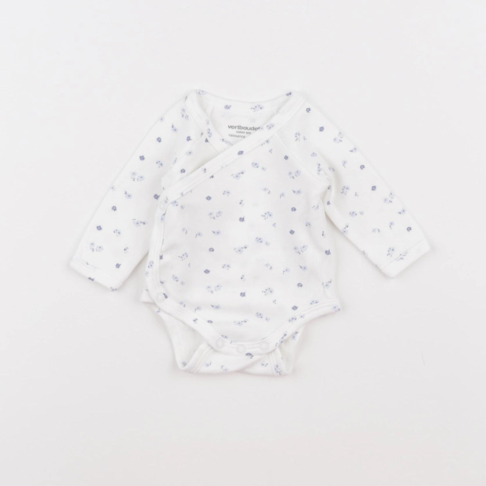 Vertbaudet - body blanc, bleu - 0 mois