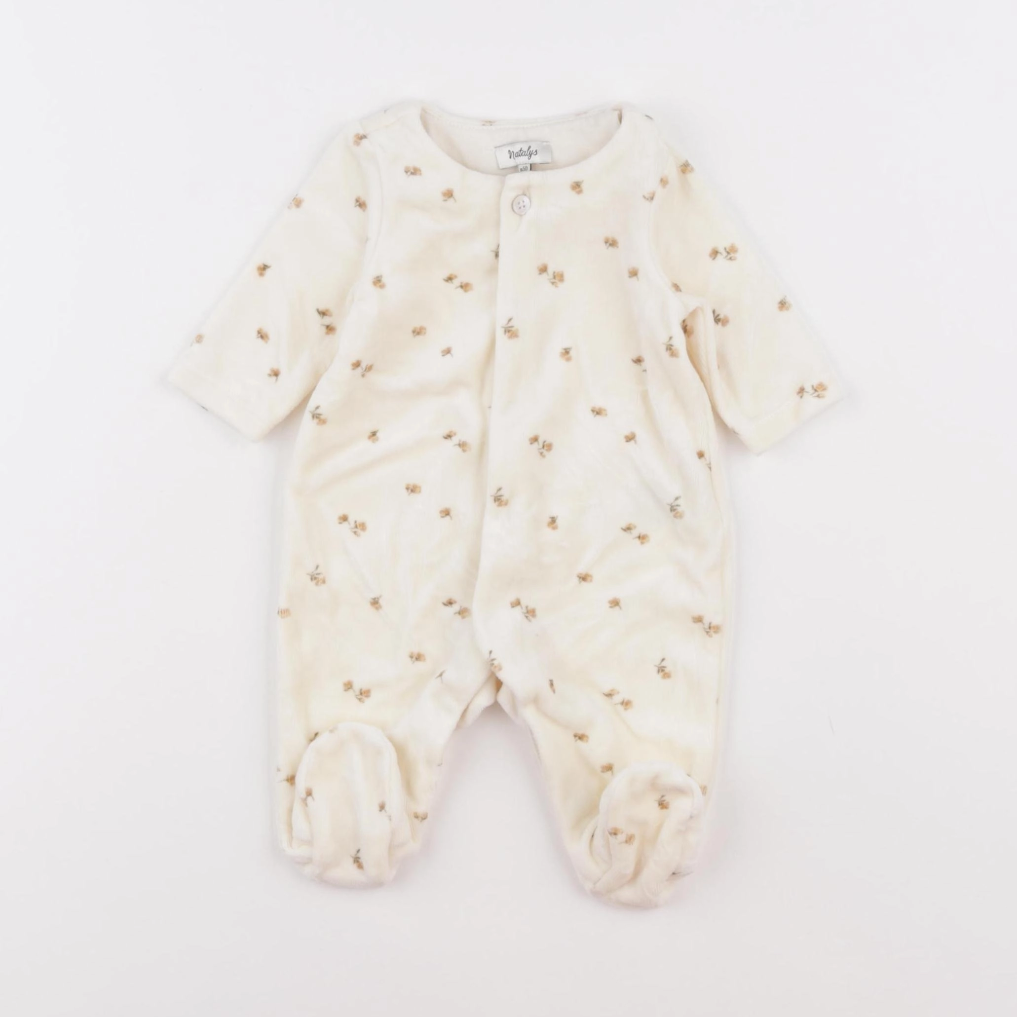 Natalys - pyjama velours beige - 0 mois