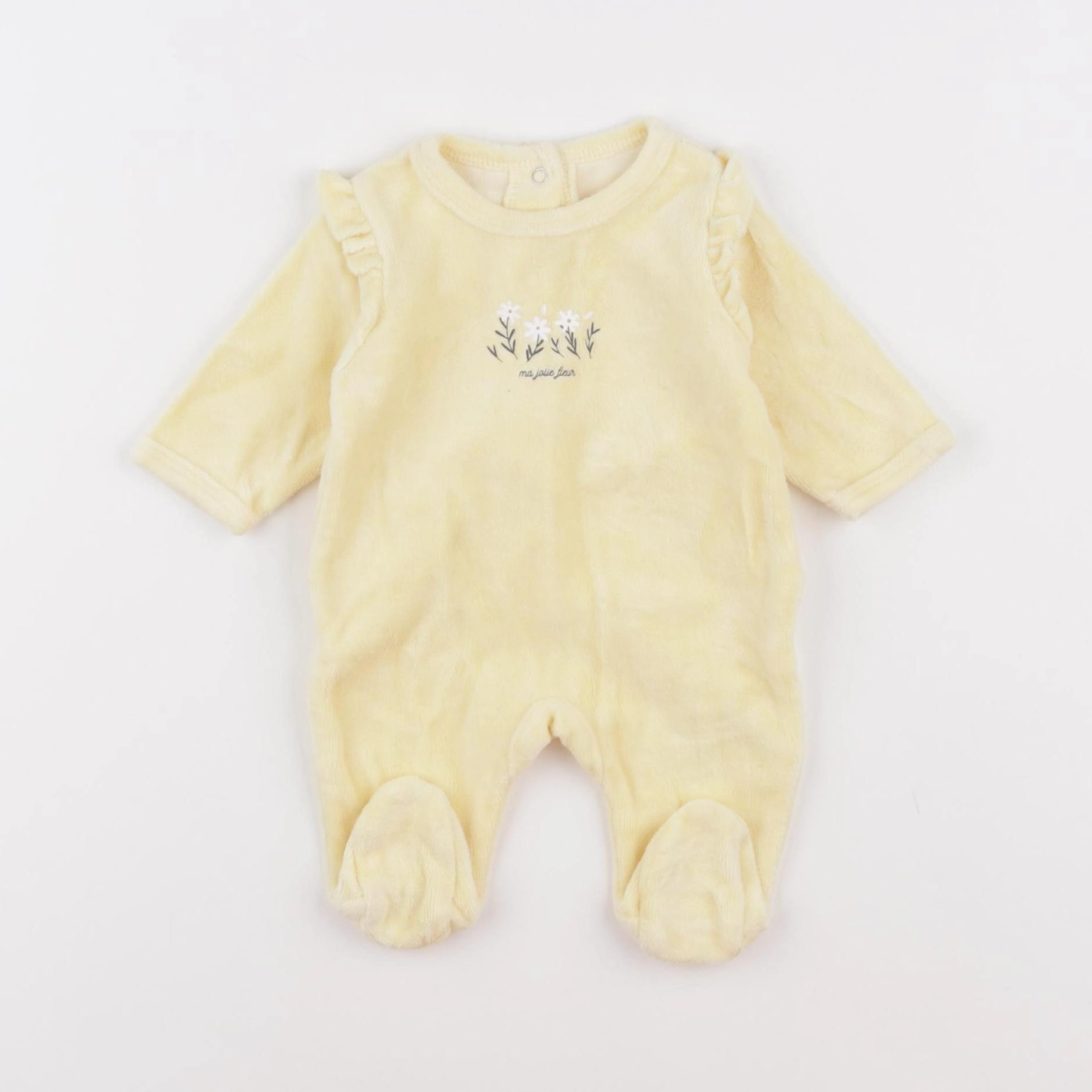 Vertbaudet - pyjama velours jaune - 0 mois
