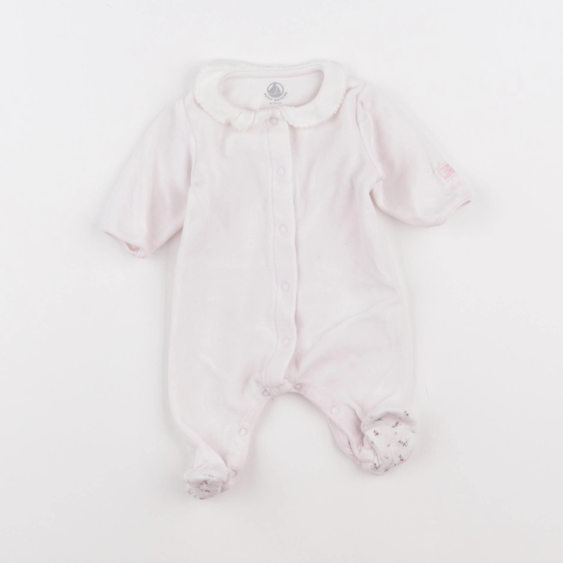 Petit Bateau - pyjama velours rose - 0 mois