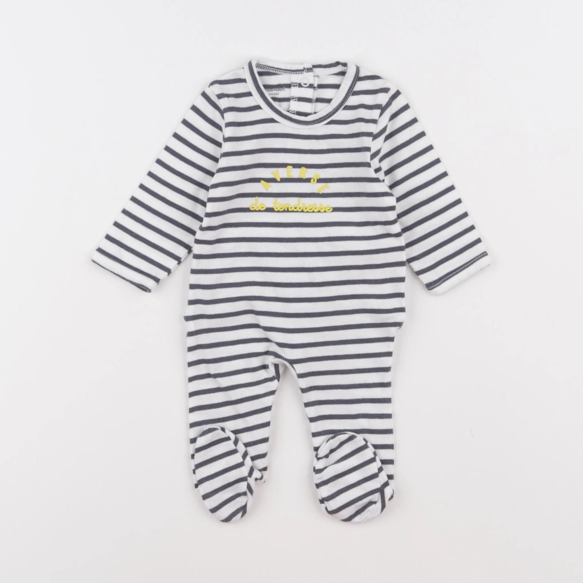 Vertbaudet - pyjama coton blanc, gris - 1 mois