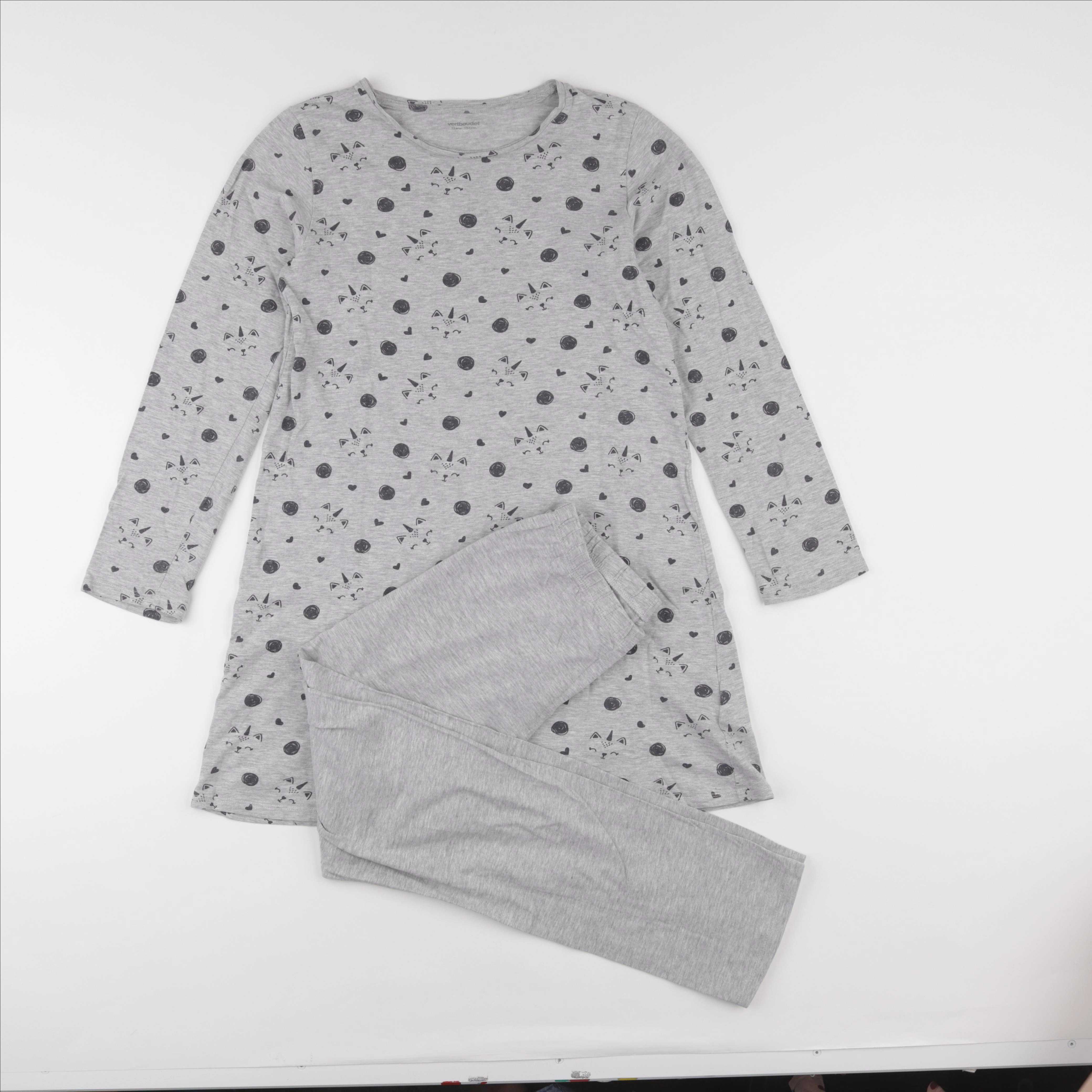 Vertbaudet - pyjama coton gris - 12 ans