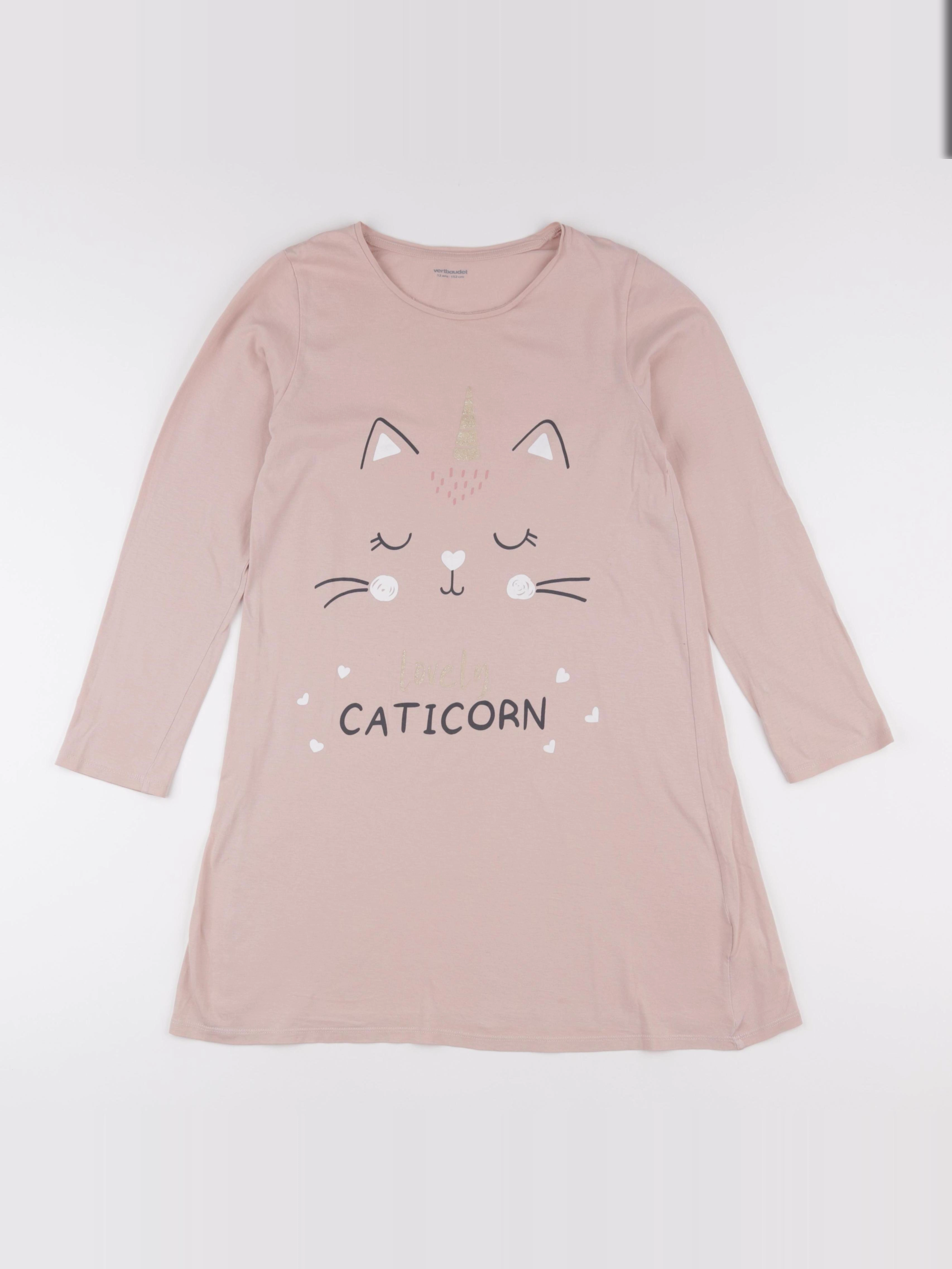 Vertbaudet - chemise de nuit coton rose - 12 ans