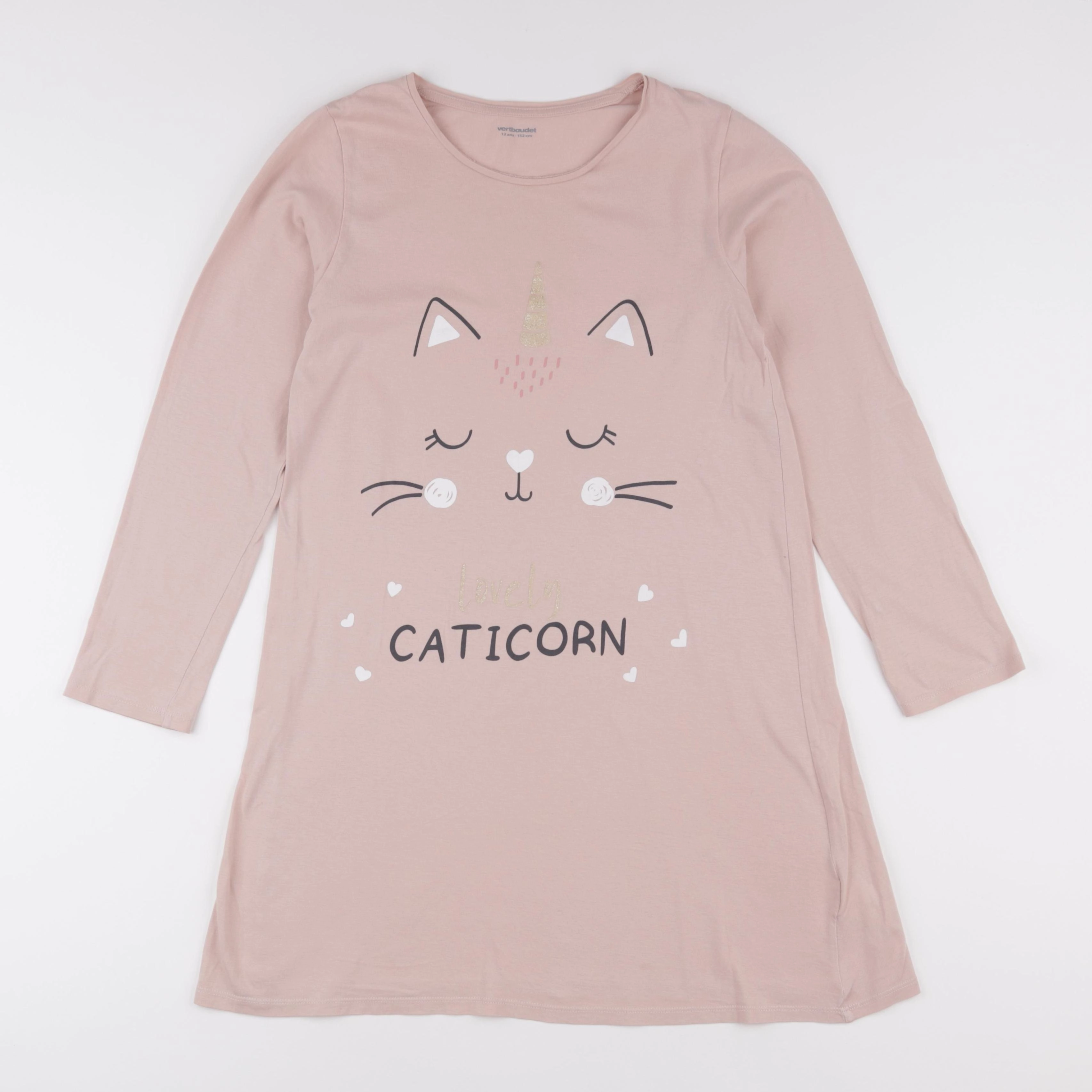 Vertbaudet - chemise de nuit coton rose - 12 ans