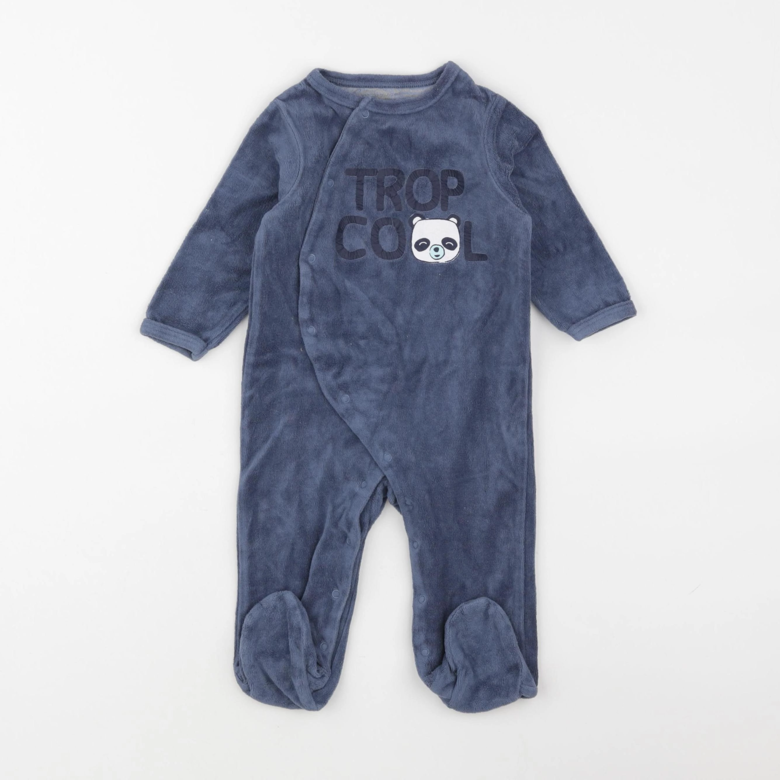 Vertbaudet - pyjama velours bleu - 9 mois