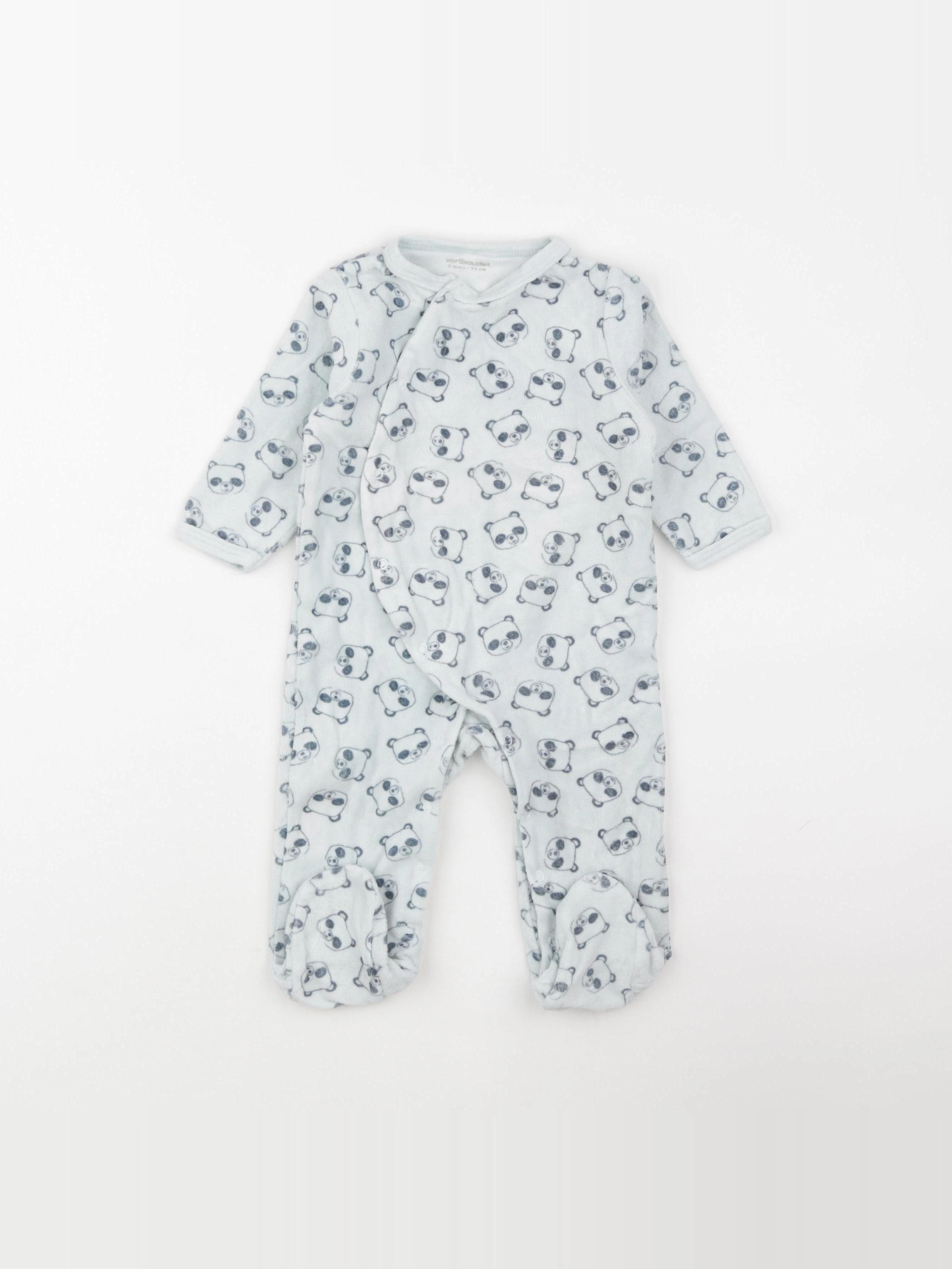 Vertbaudet - pyjama velours bleu - 9 mois