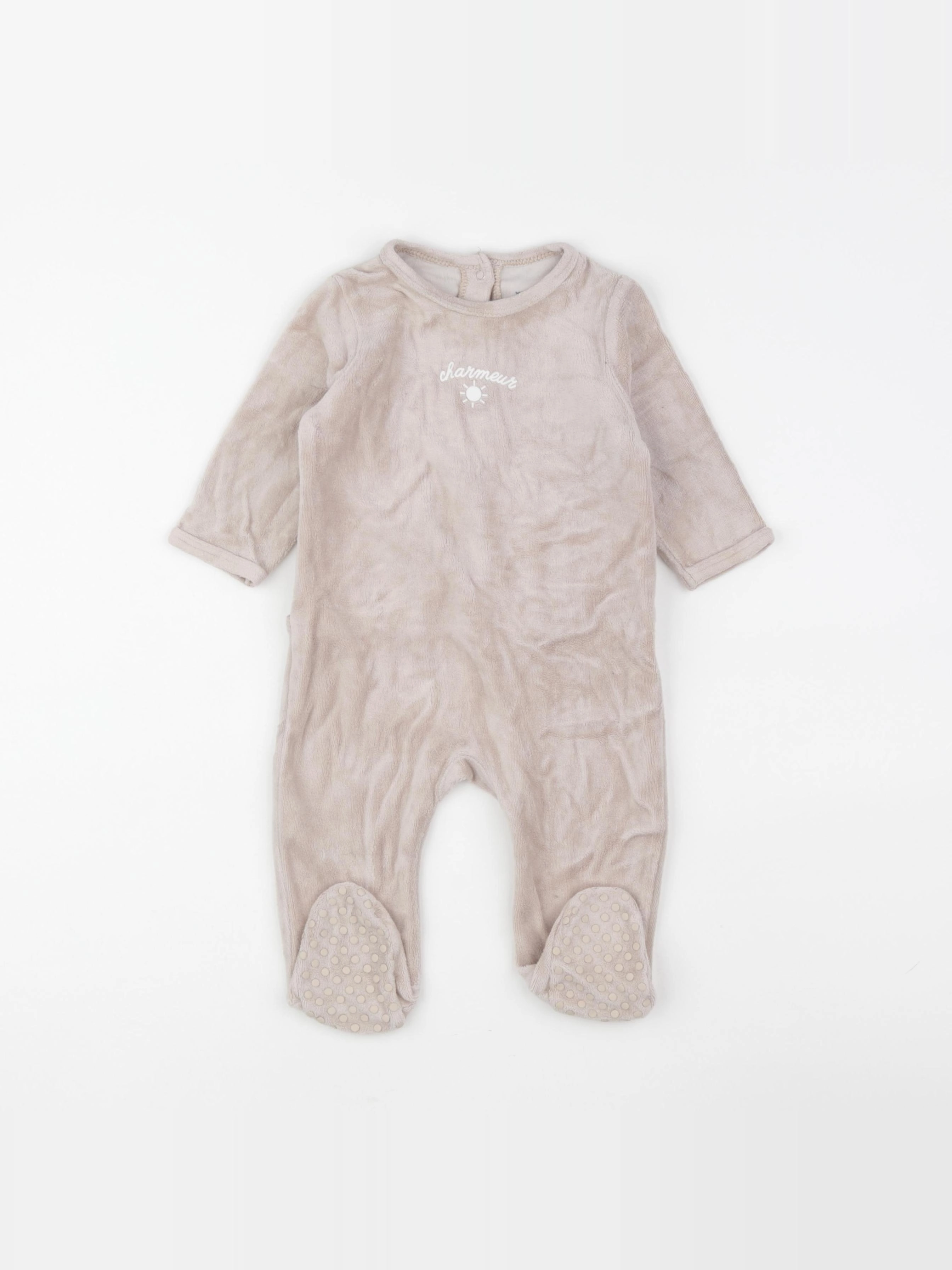 Vertbaudet - pyjama velours beige - 9 mois