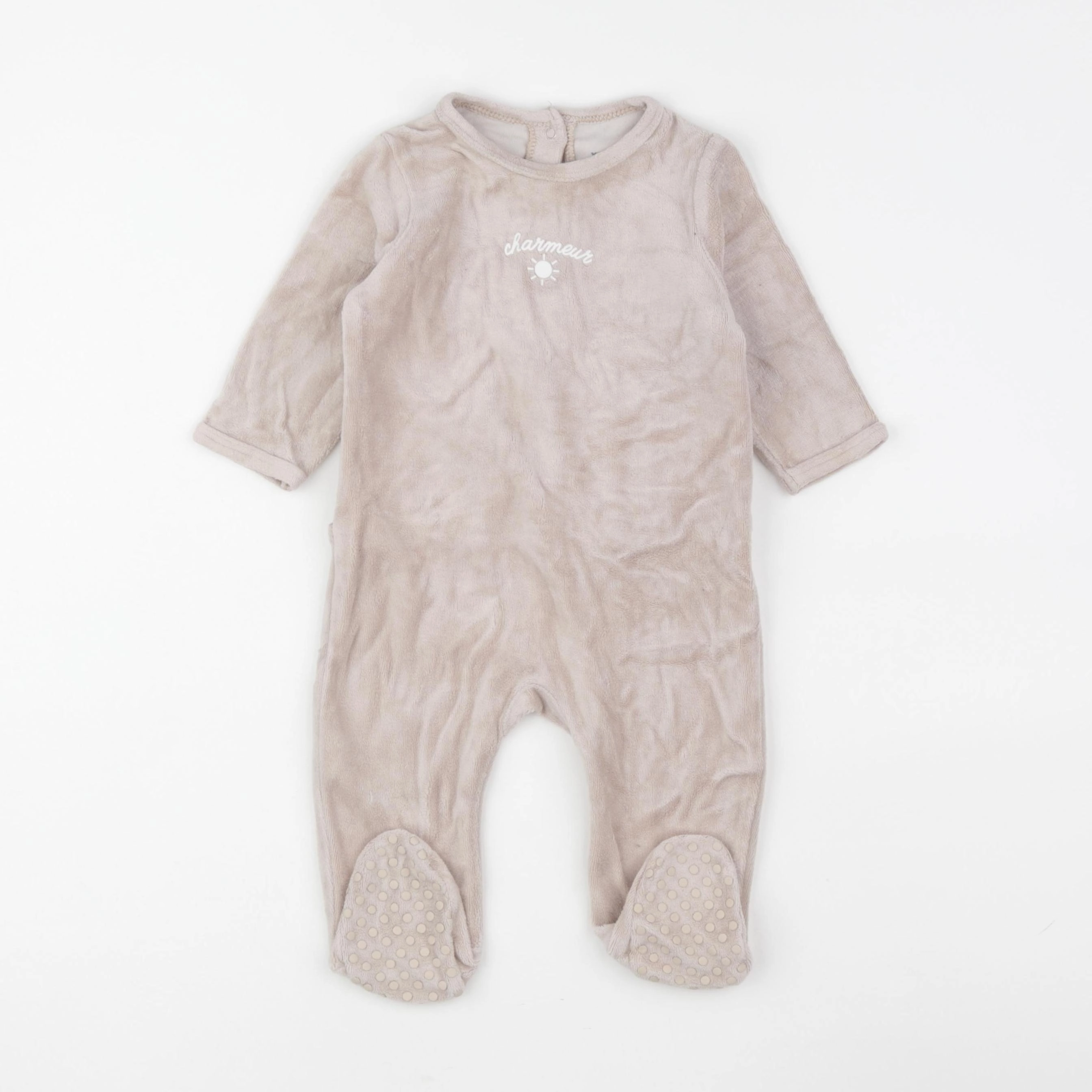 Vertbaudet - pyjama velours beige - 9 mois