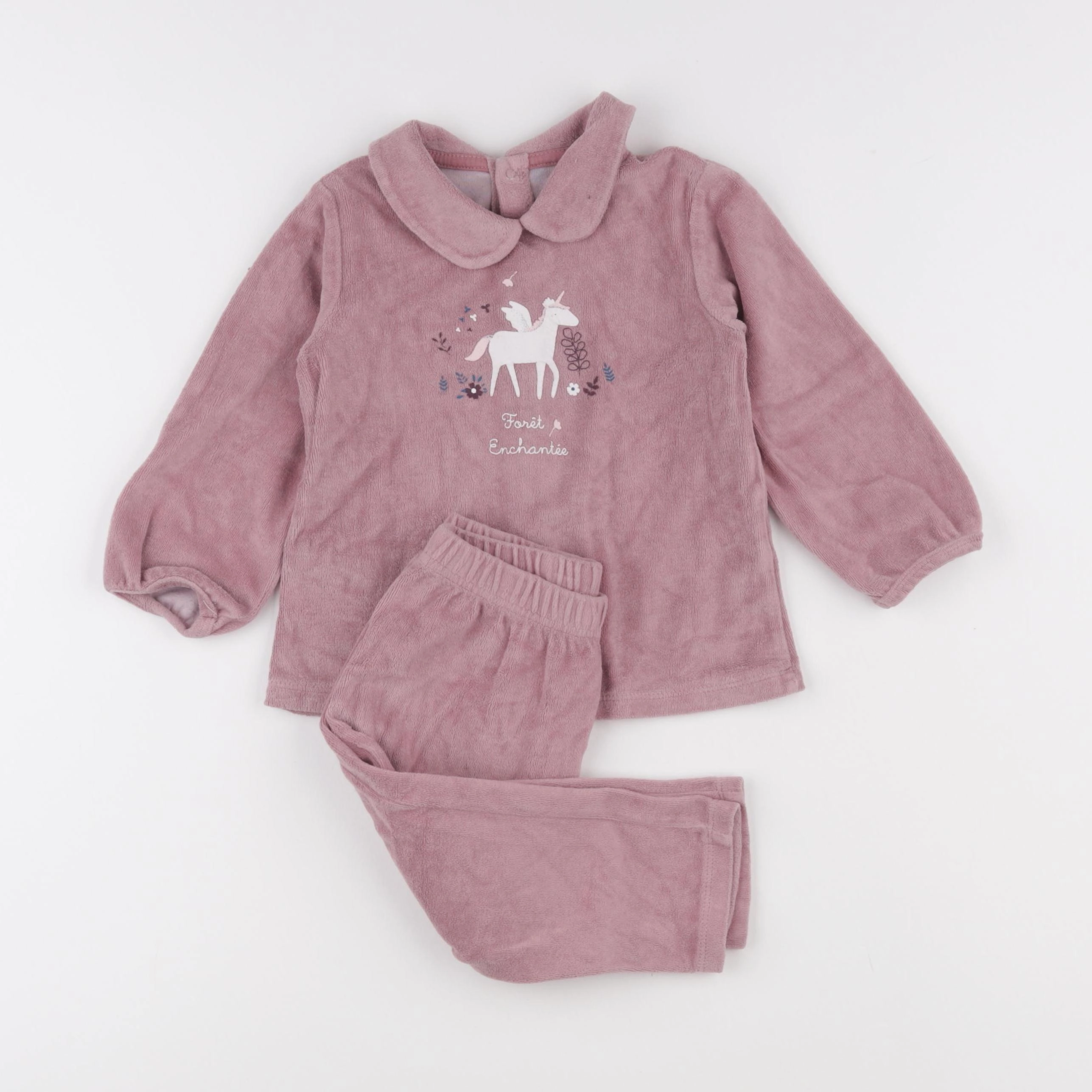 Vertbaudet - pyjama velours rose - 2 ans