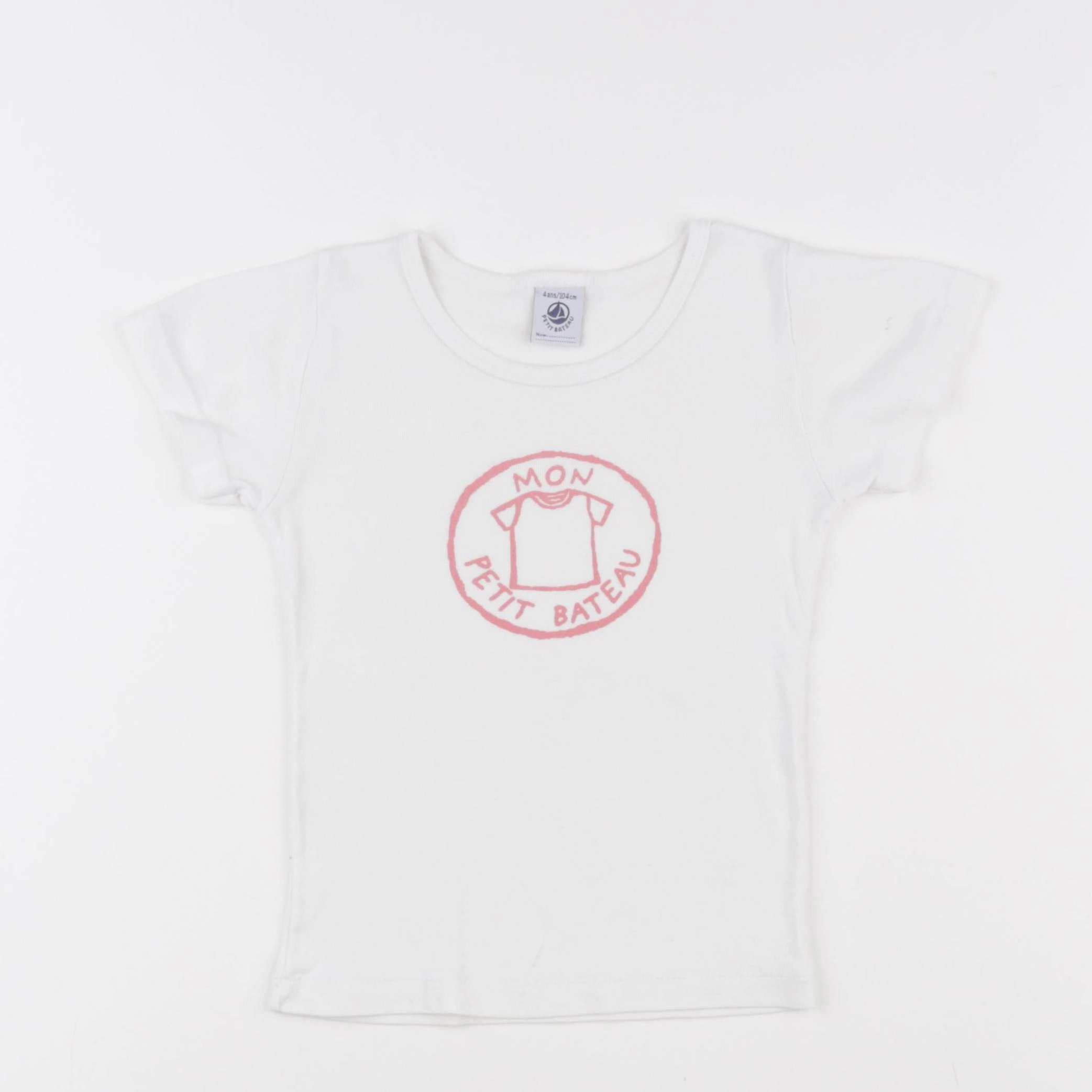 Petit Bateau - maillot de corps blanc, rose - 4 ans