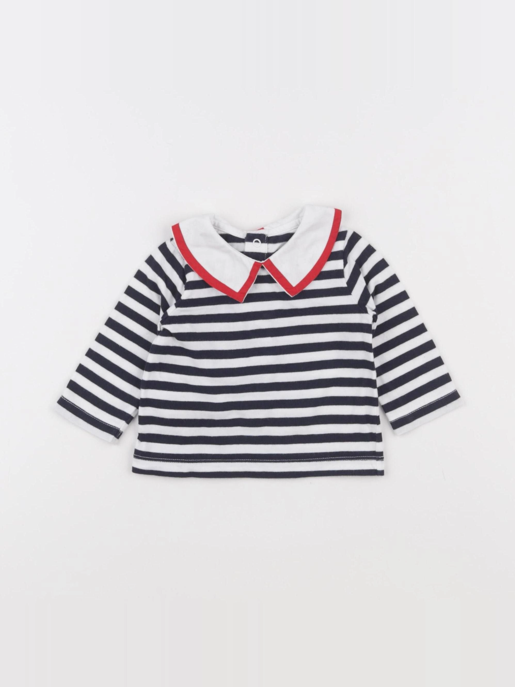 Jacadi - polo bleu, blanc - 6 mois