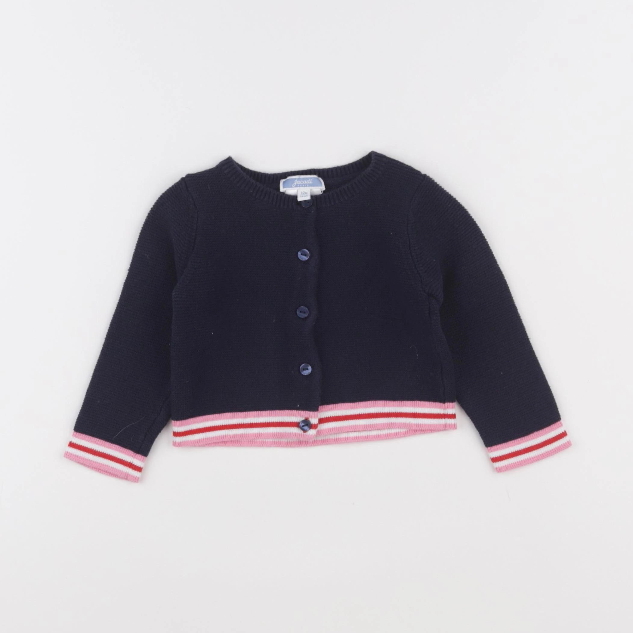 Jacadi - gilet bleu, rose - 12 mois