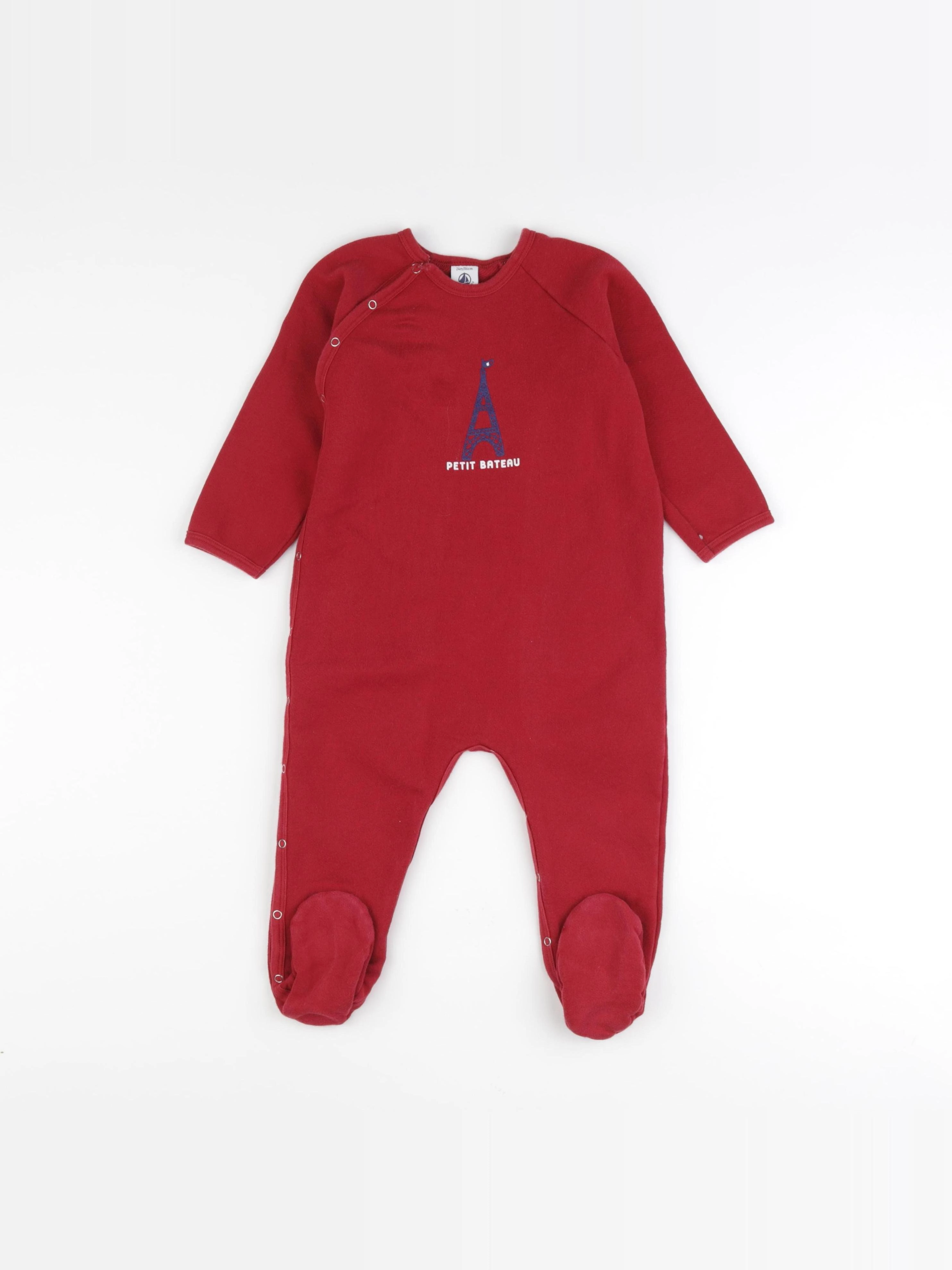 Petit Bateau - pyjama coton rouge - 24 mois