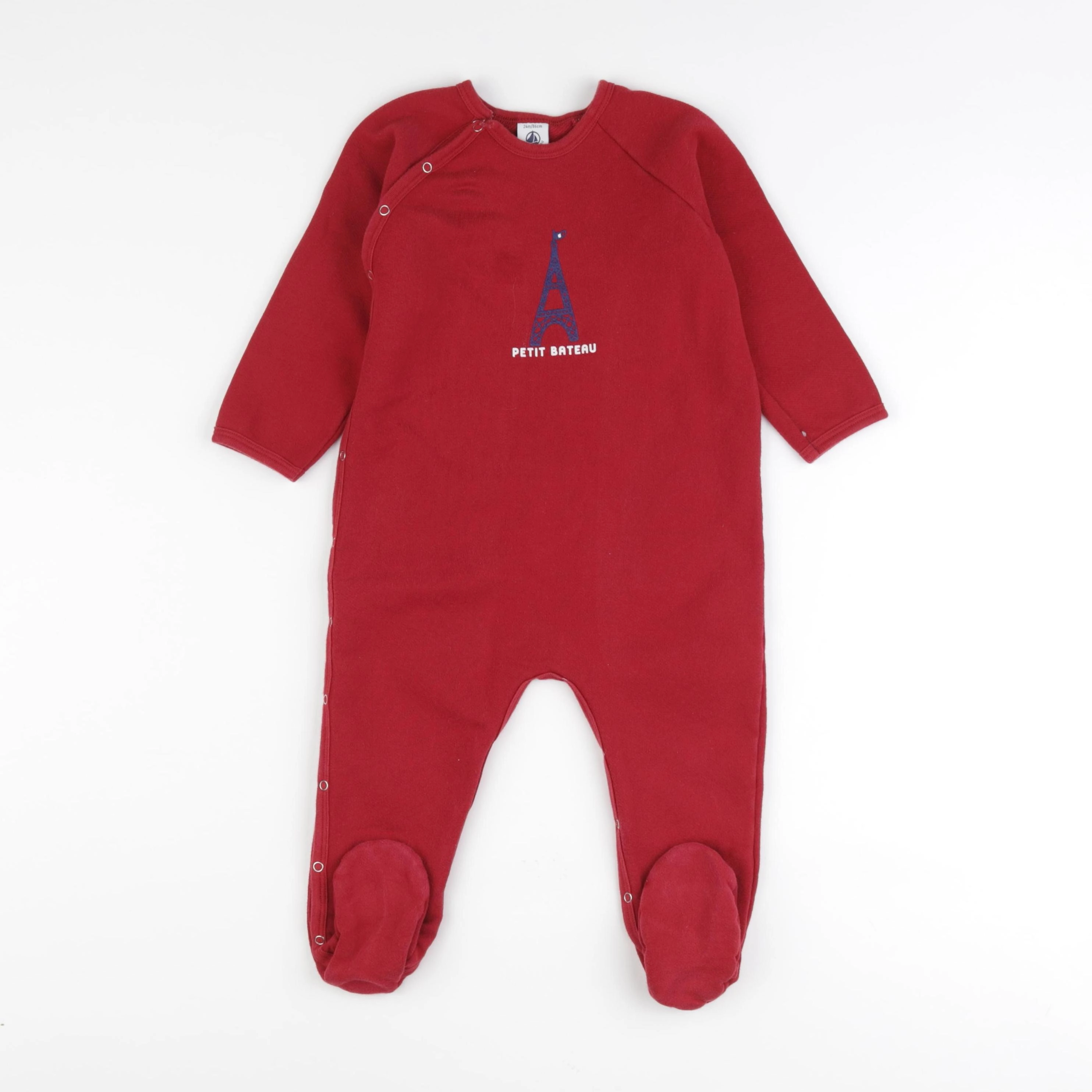 Petit Bateau - pyjama coton rouge - 24 mois