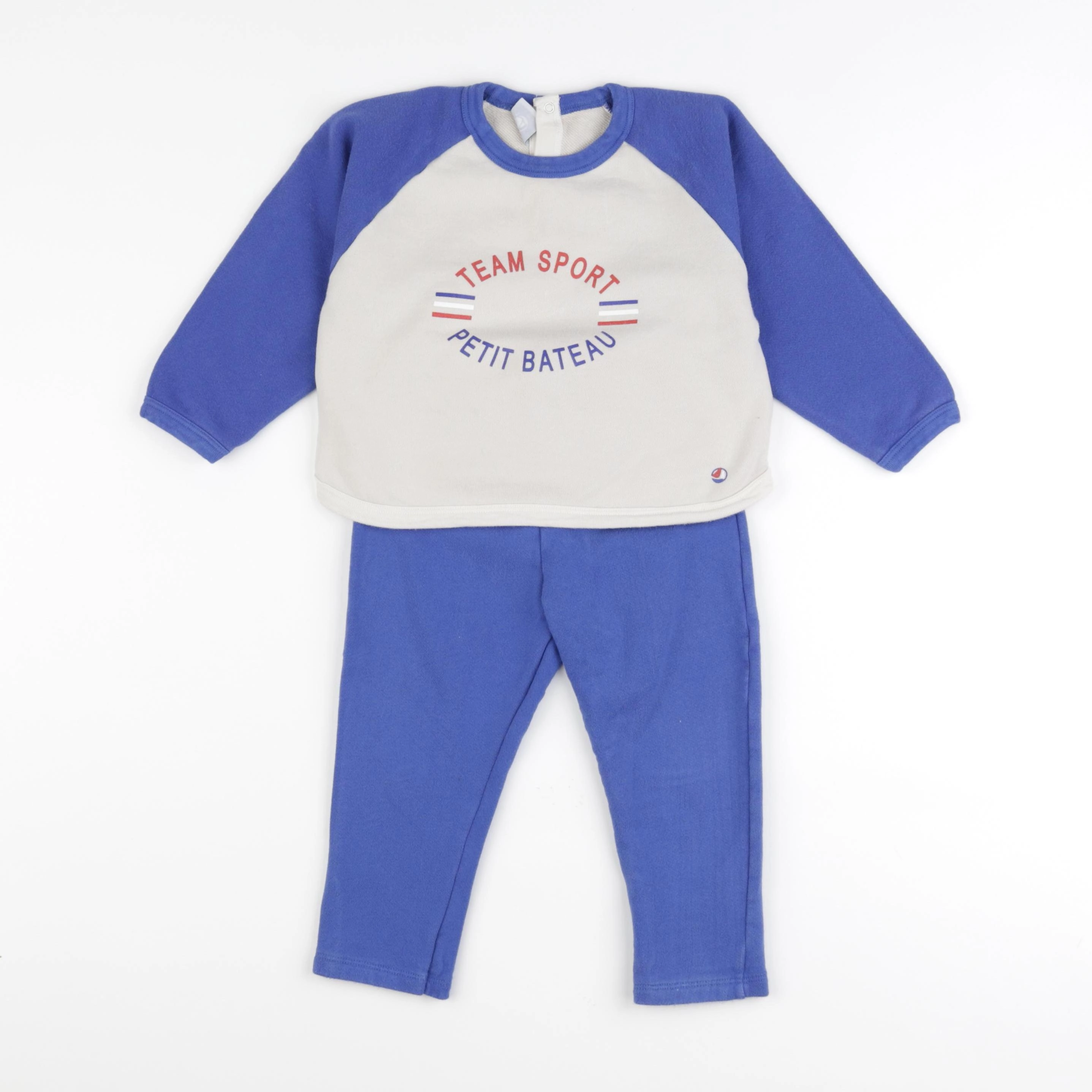 Petit Bateau - ensemble bleu, beige - 36 mois
