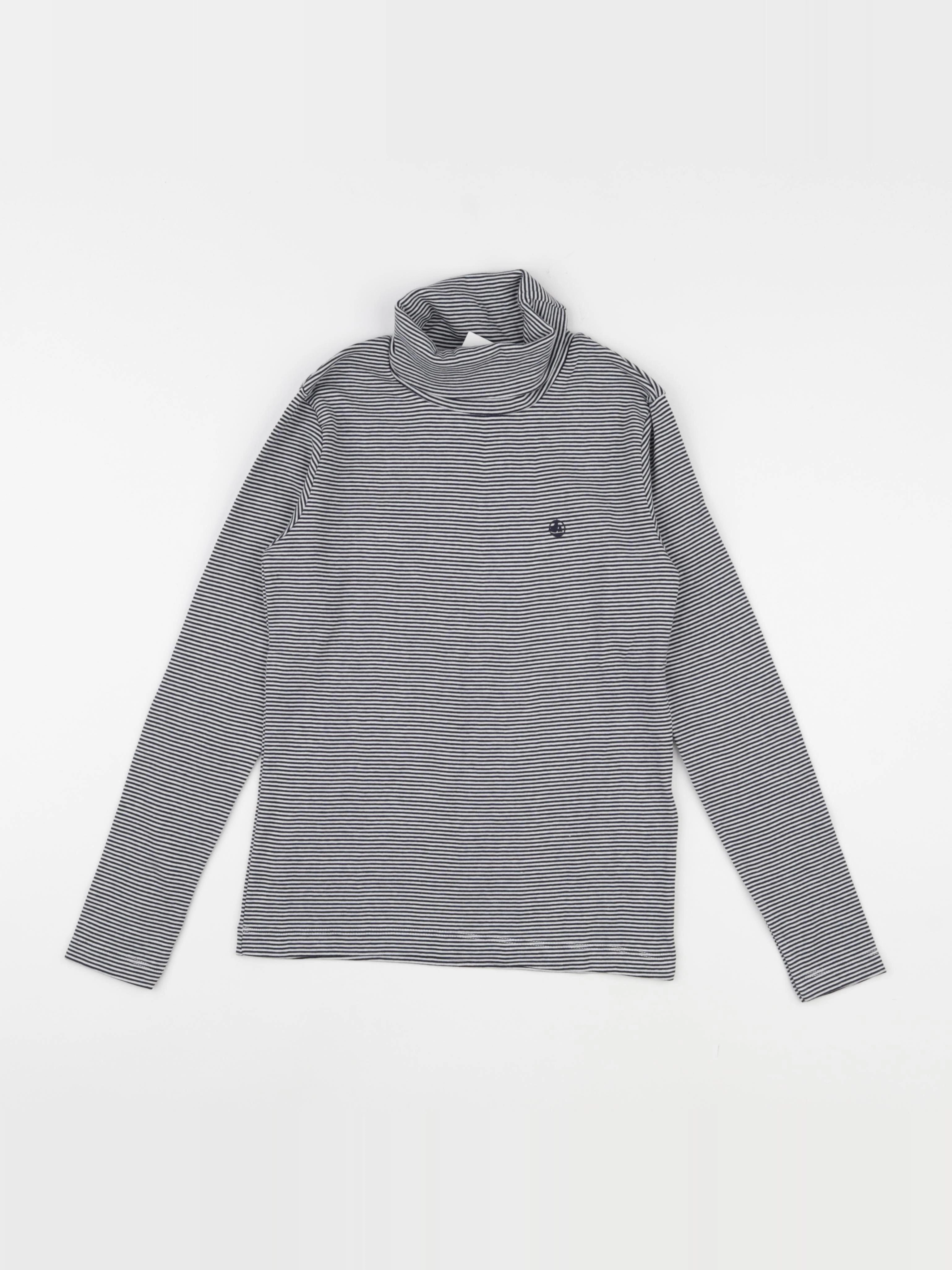 Petit Bateau - sous-pull blanc, bleu - 10 ans