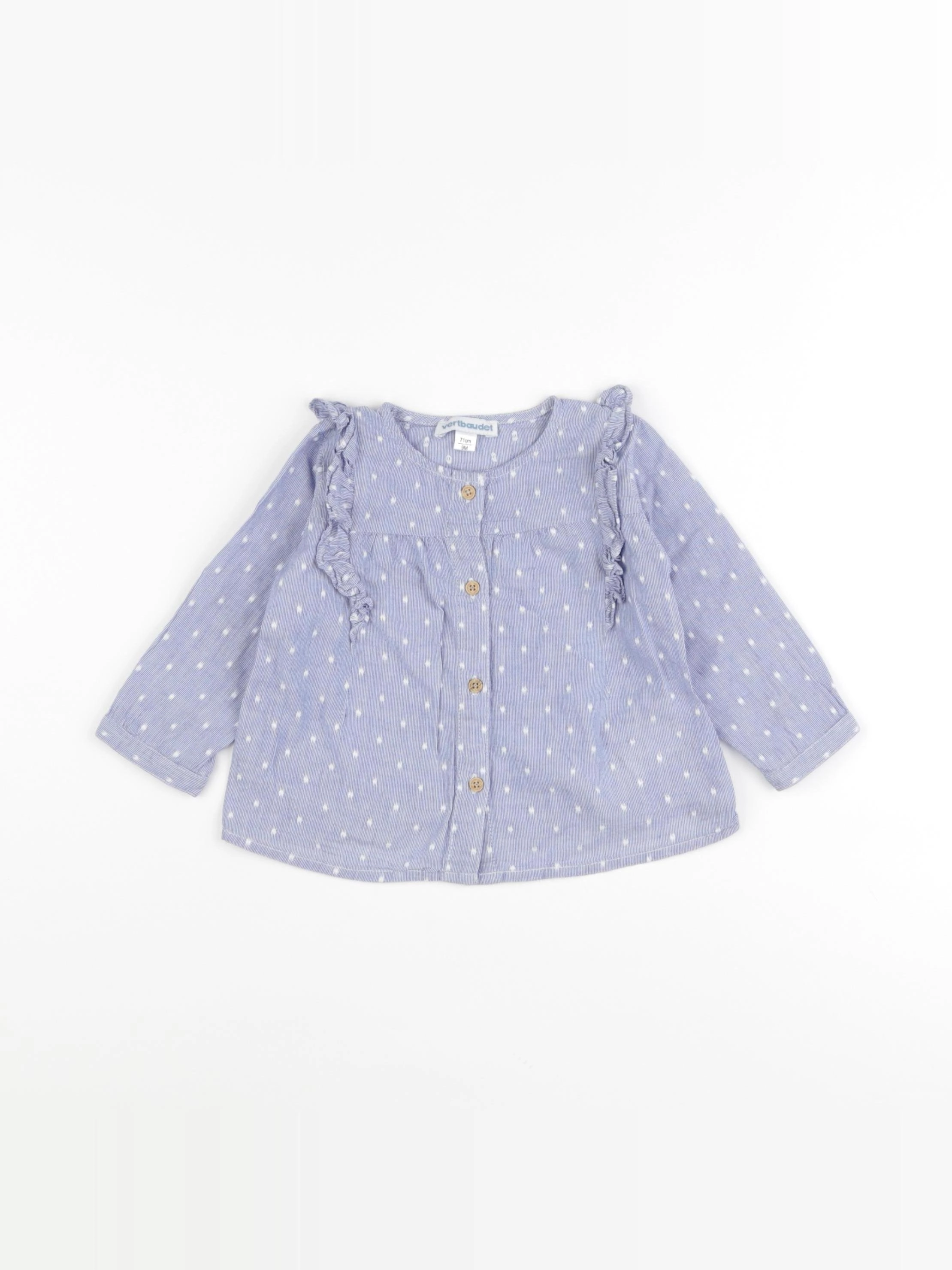 Vertbaudet - blouse bleu, blanc - 9 mois