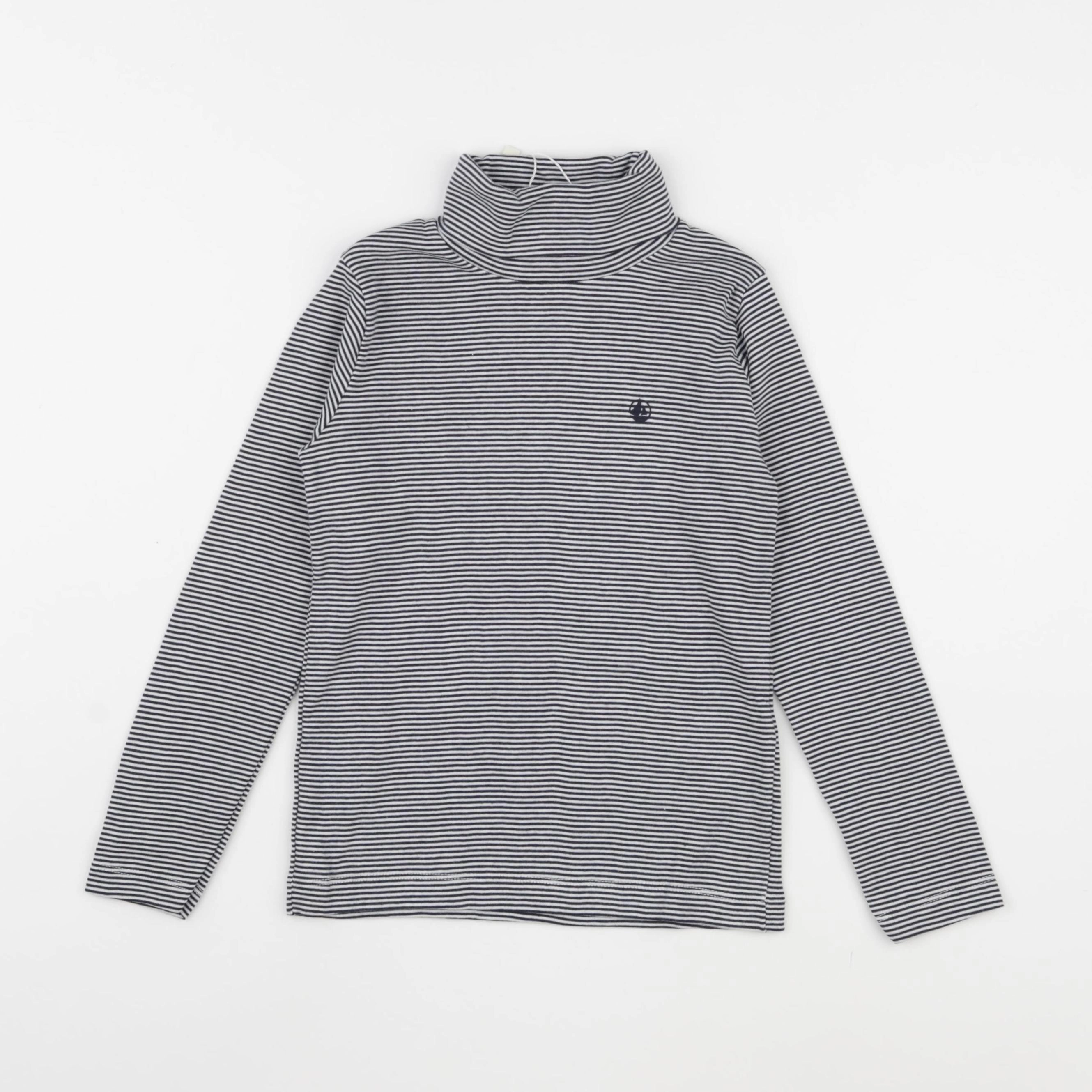Petit Bateau - sous-pull bleu, blanc - 6 ans