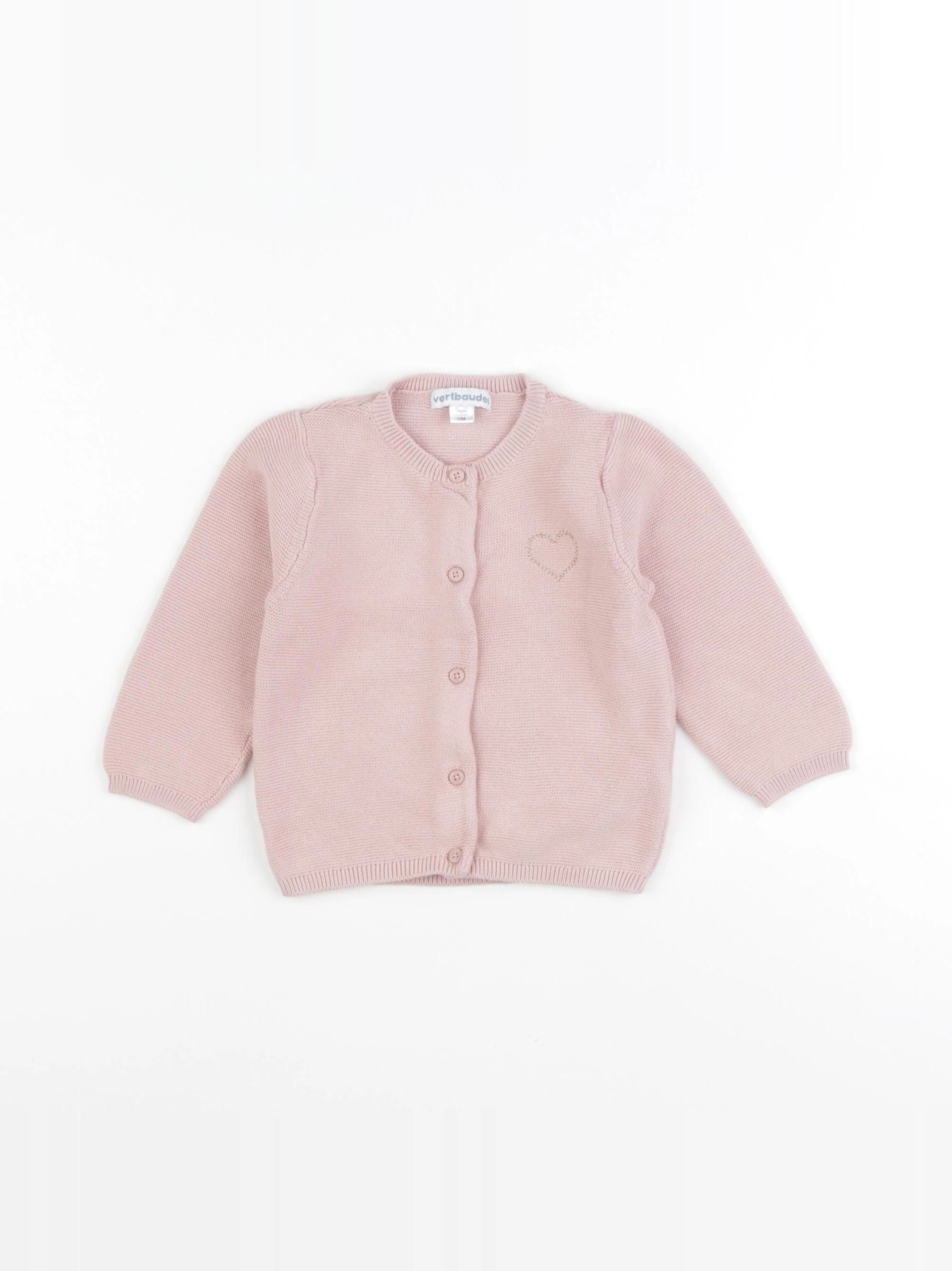 Vertbaudet - gilet rose - 12 mois