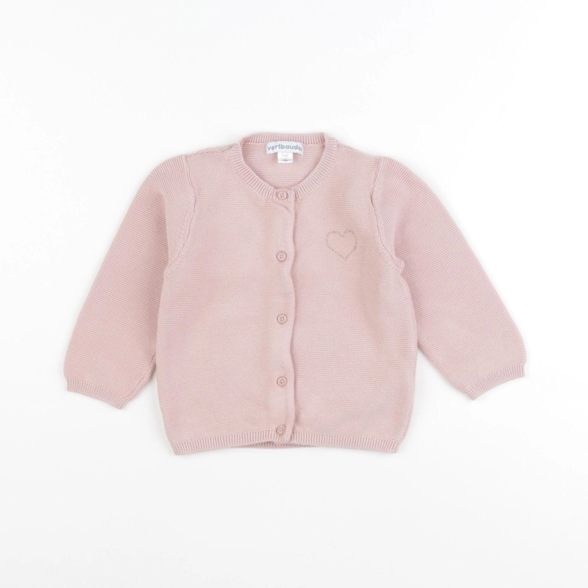 Vertbaudet - gilet rose - 12 mois