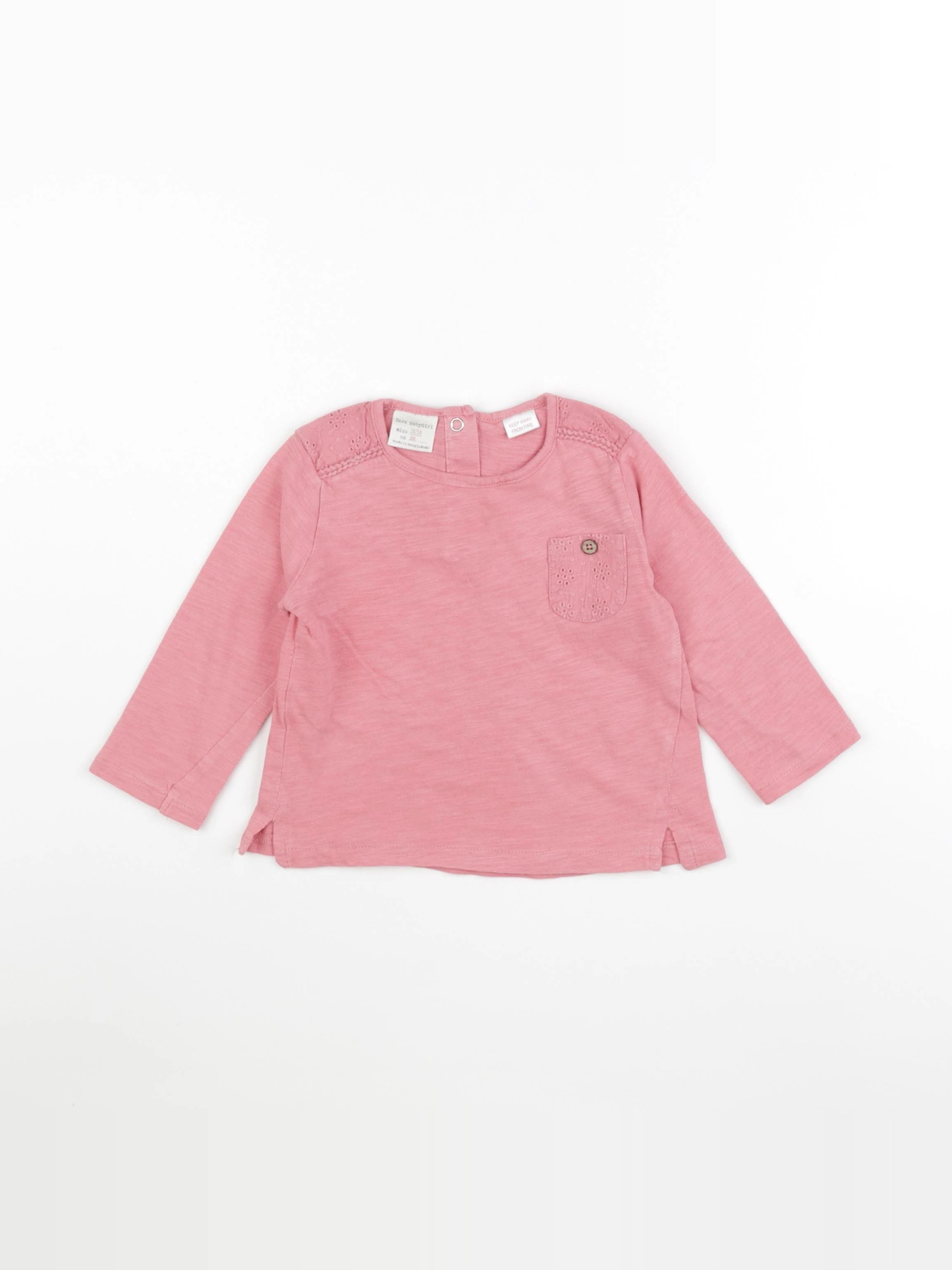 Zara - tee-shirt rose - 12/18 mois
