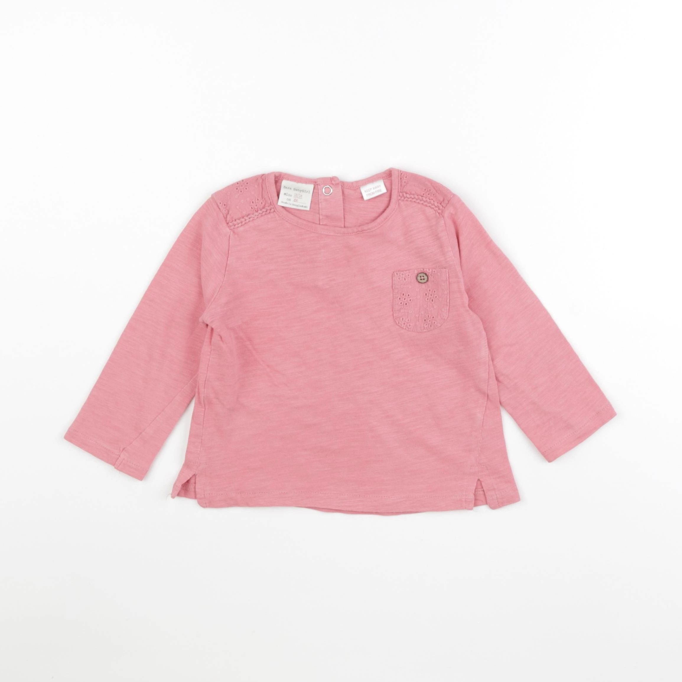 Zara - tee-shirt rose - 12/18 mois