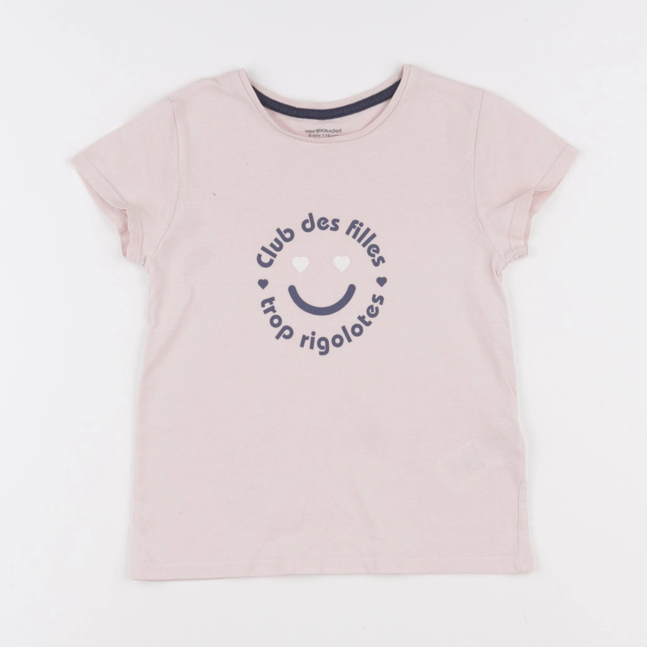 Vertbaudet - tee-shirt rose - 6 ans