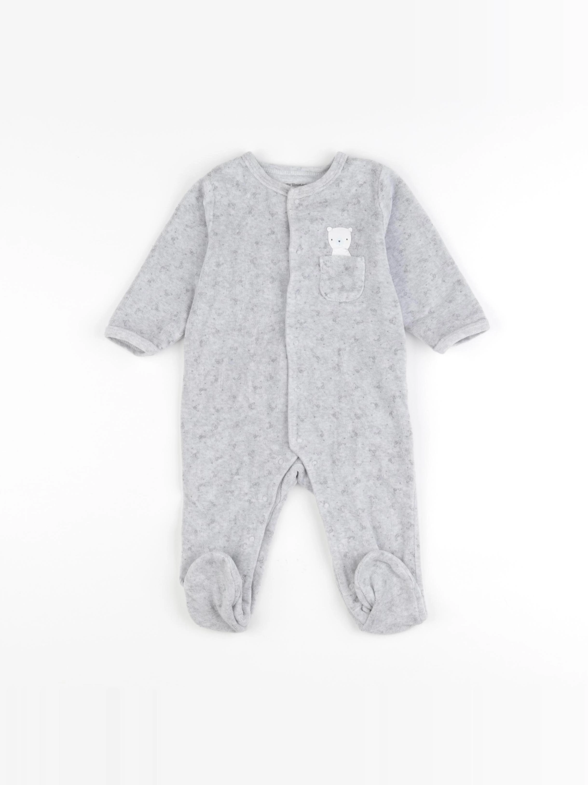 Vertbaudet - pyjama velours gris - 9 mois
