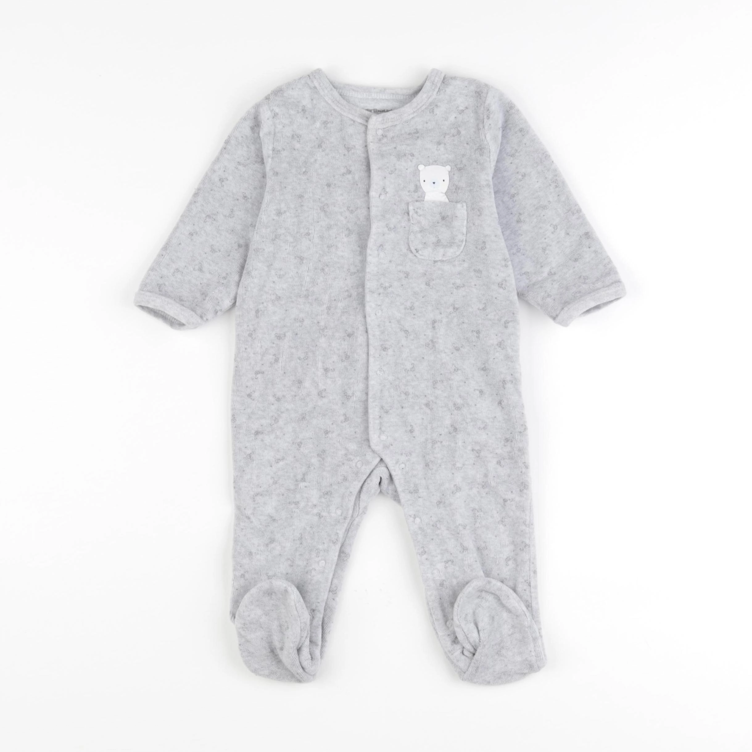 Vertbaudet - pyjama velours gris - 9 mois