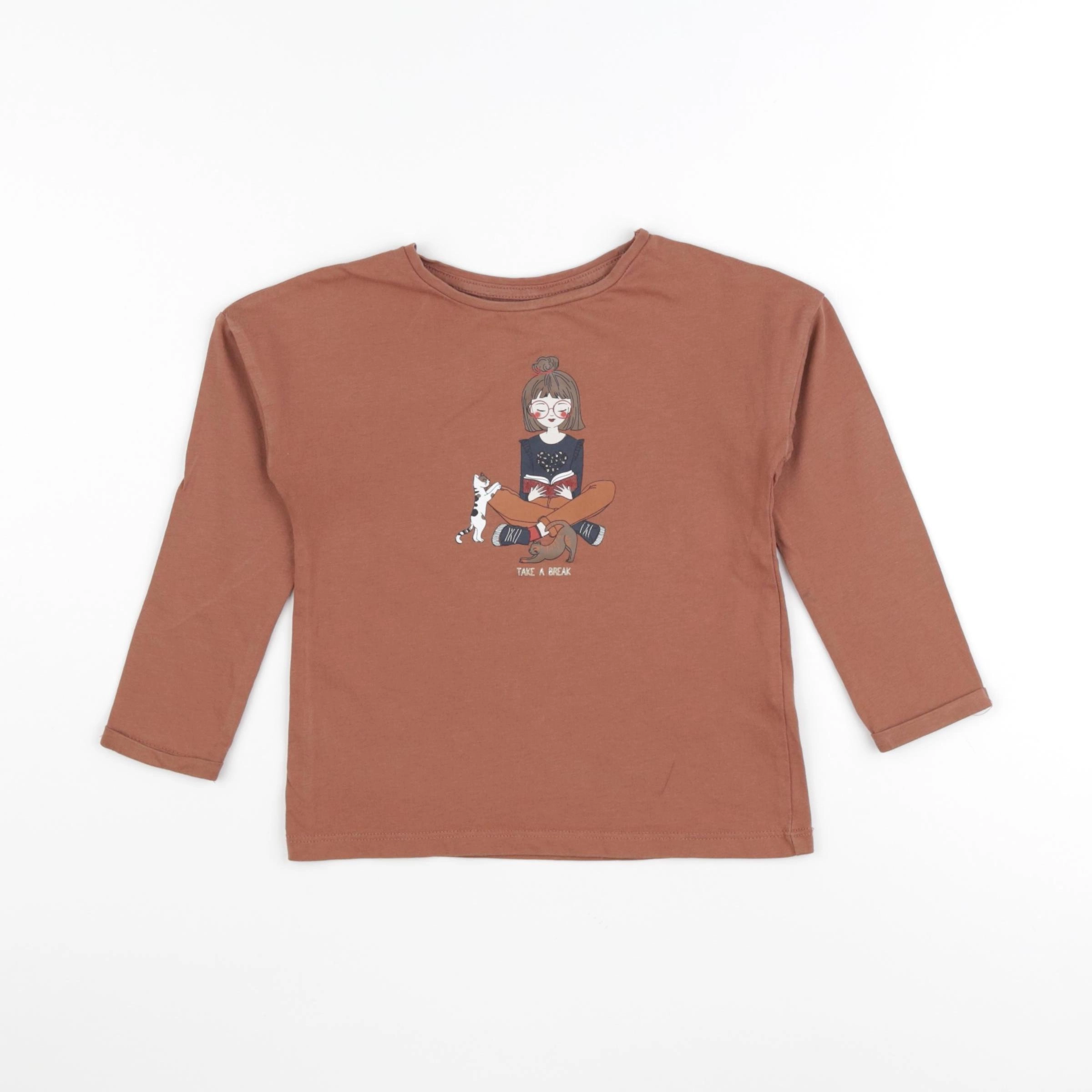 Vertbaudet - tee-shirt marron - 4 ans