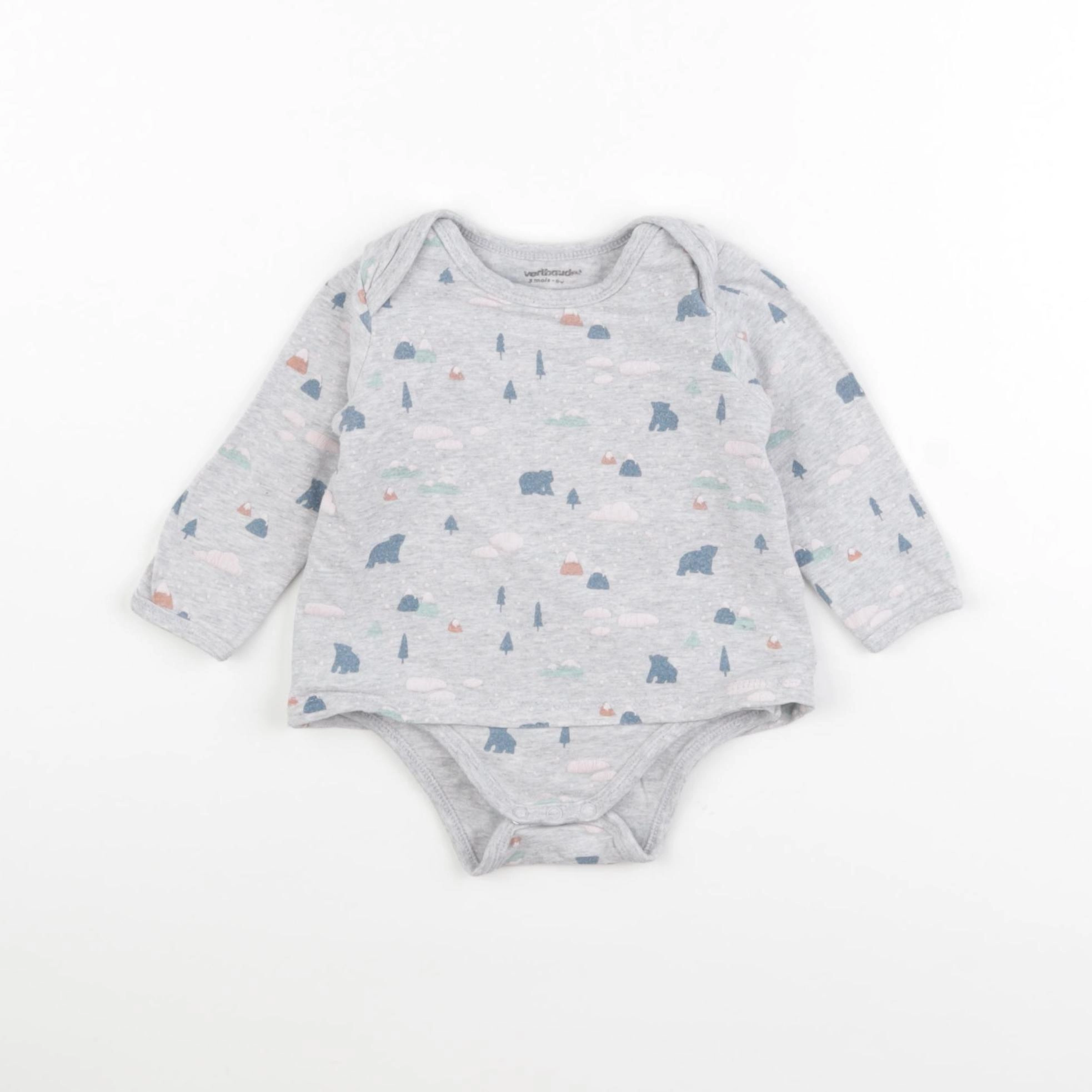 Vertbaudet - body gris - 3 mois