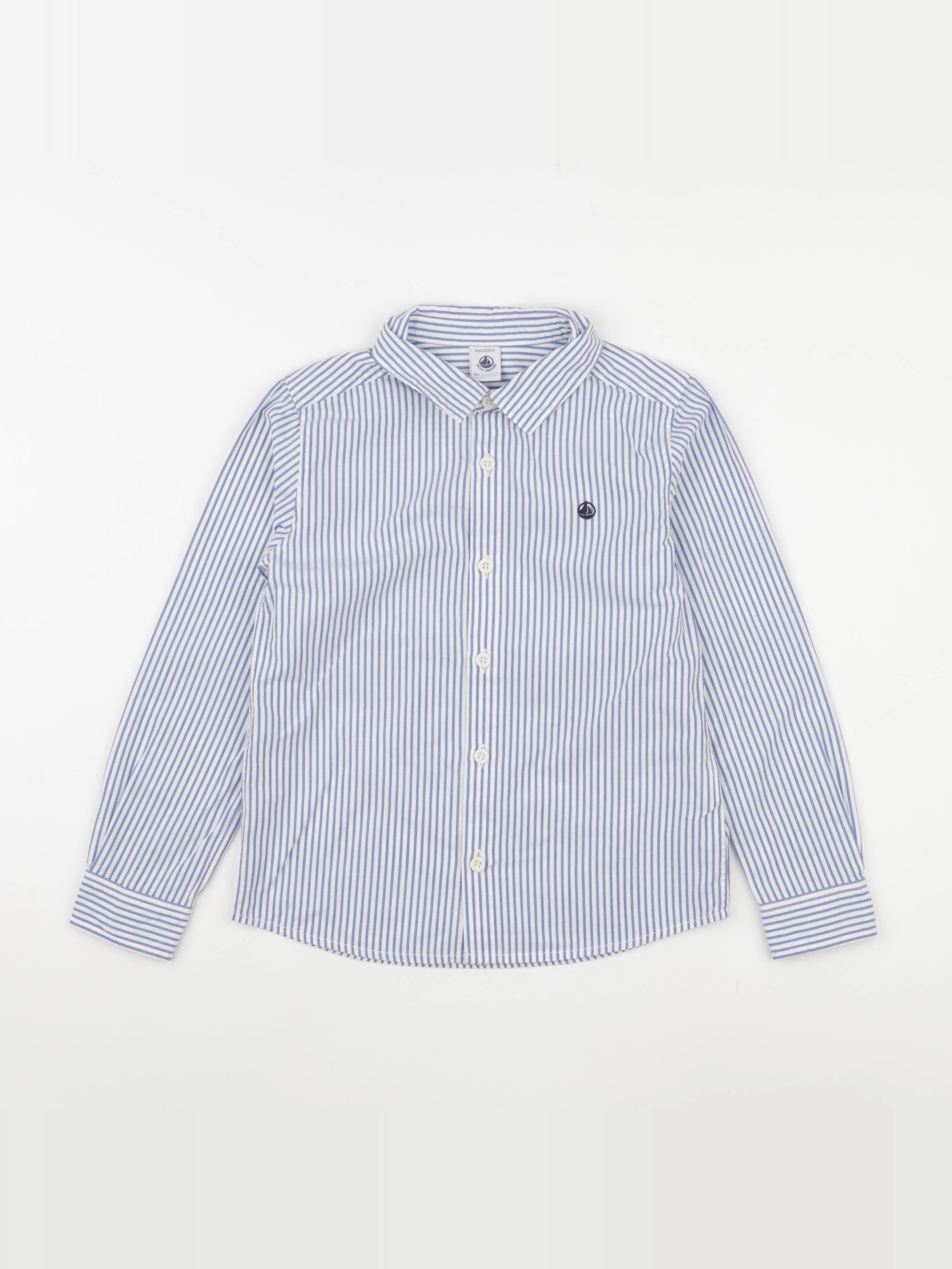 Petit Bateau - chemise blanc, bleu - 8 ans